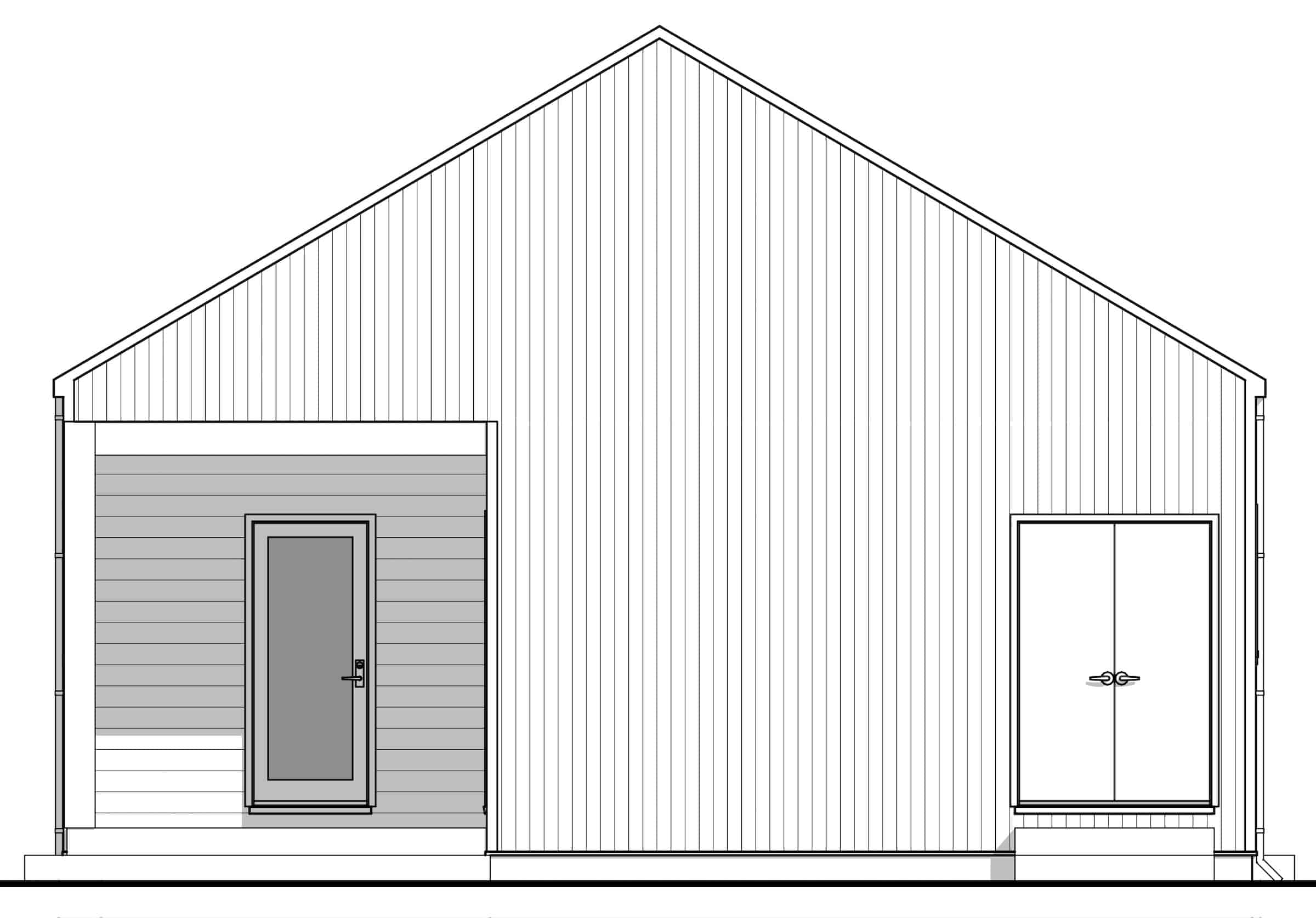Home Plan Rear Elevation of this 1-Bedroom,584 Sq Ft Plan -211-1018
