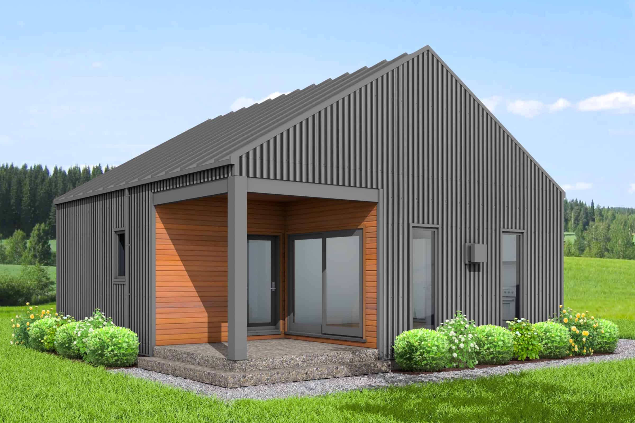 Front elevation of Contemporary home (ThePlanCollection: House Plan #211-1018)