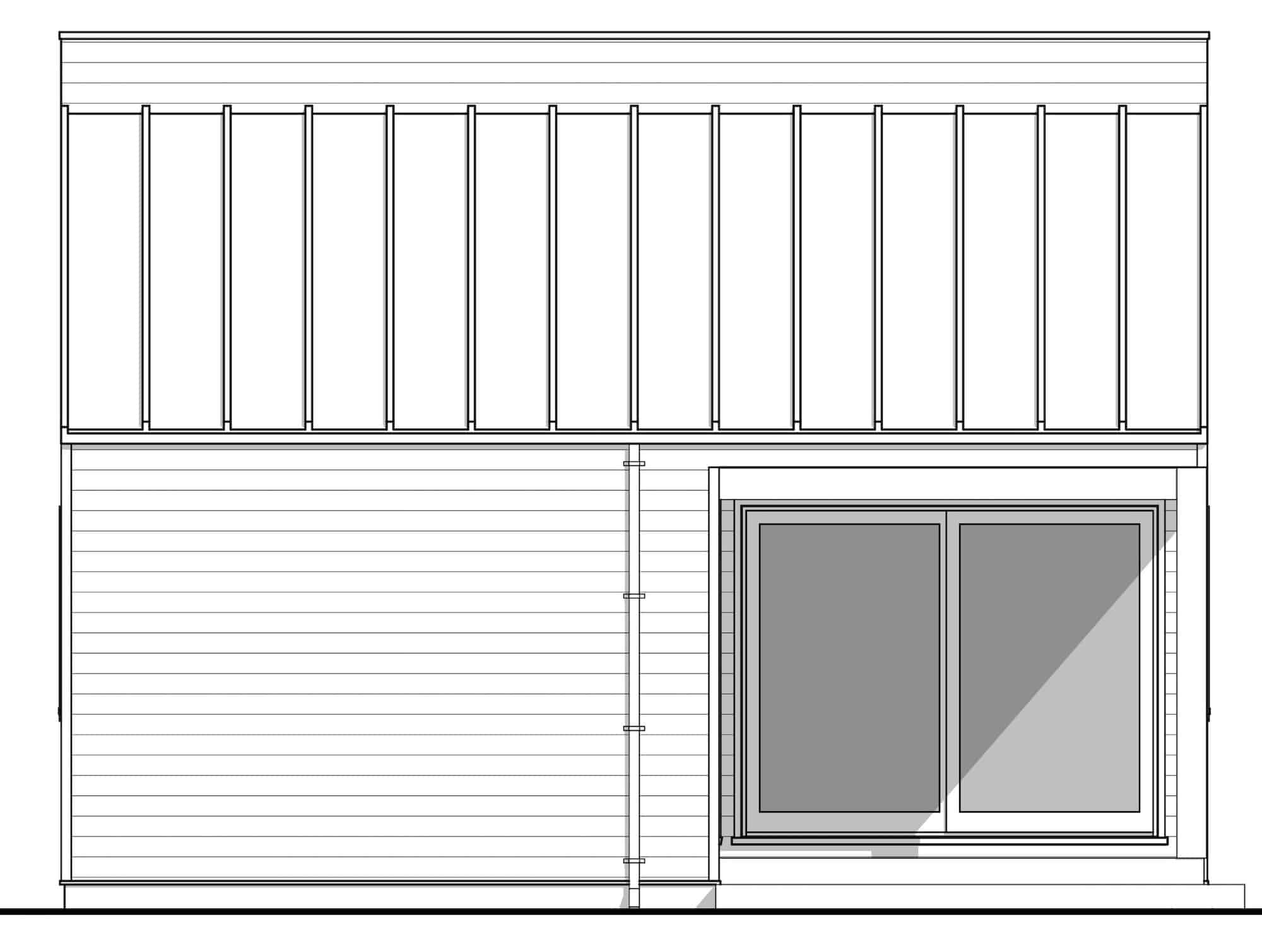 Home Plan Left Elevation of this 1-Bedroom,600 Sq Ft Plan -211-1019