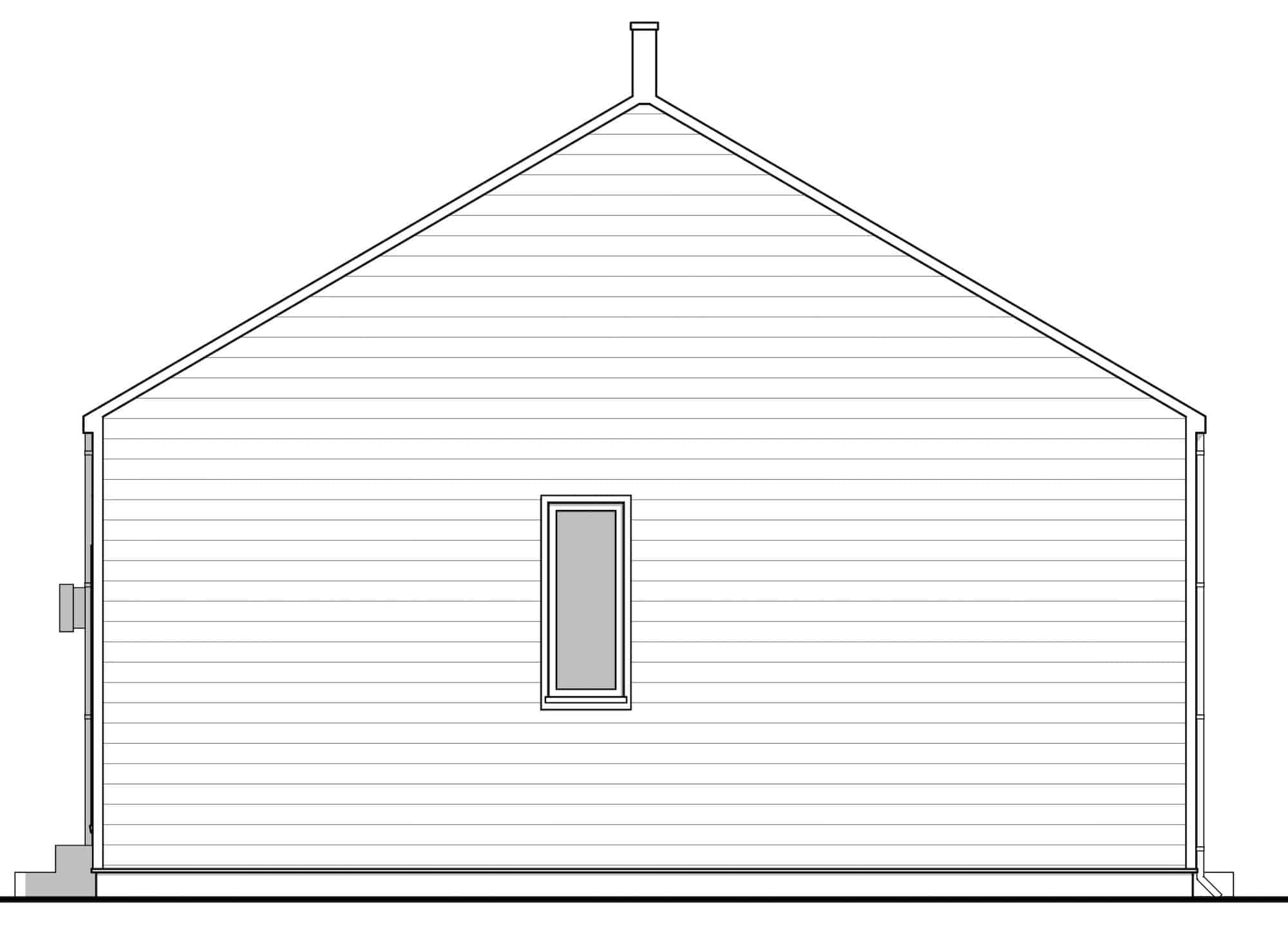 Home Plan Rear Elevation of this 1-Bedroom,600 Sq Ft Plan -211-1019