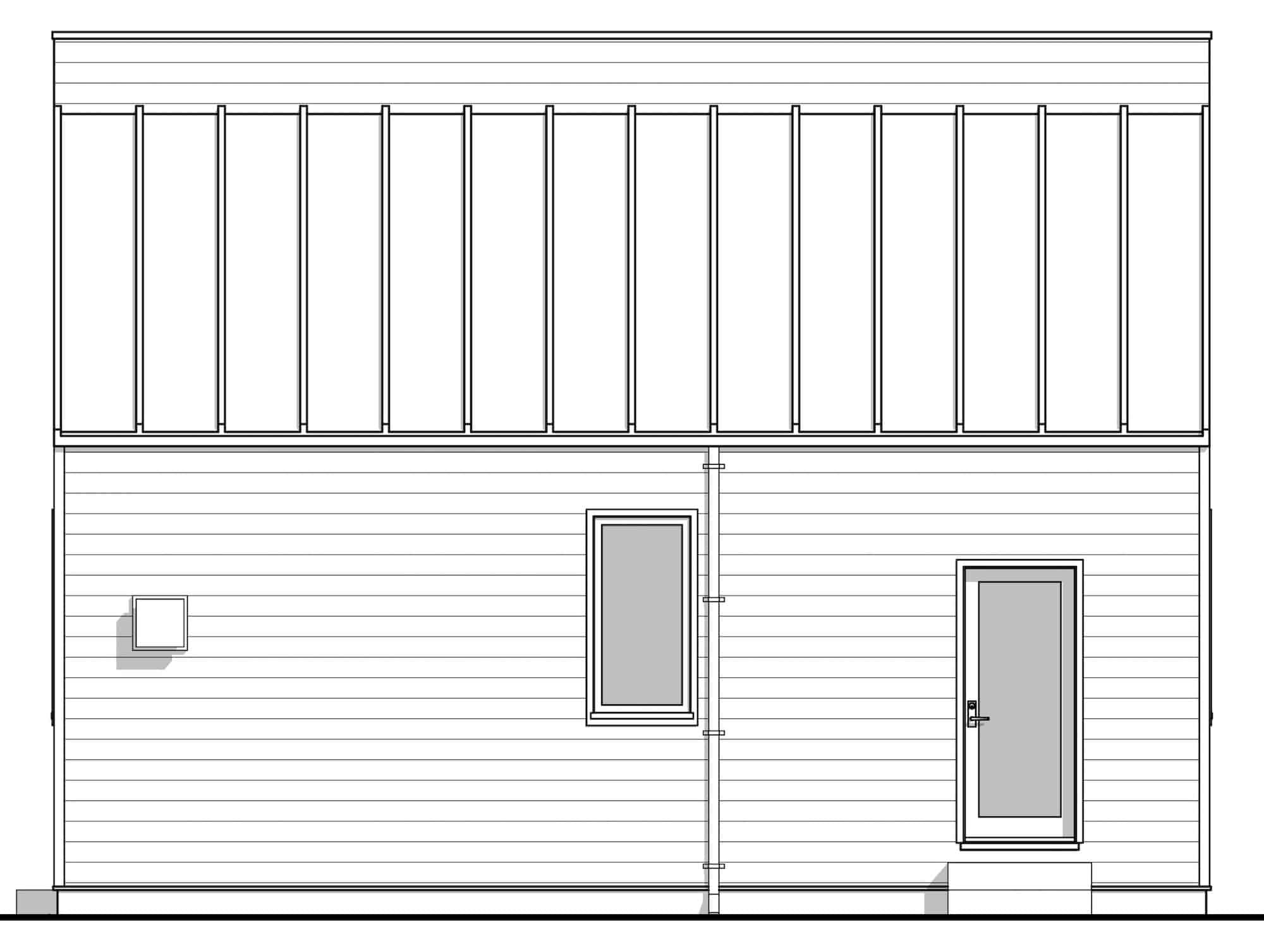 Home Plan Right Elevation of this 1-Bedroom,600 Sq Ft Plan -211-1019