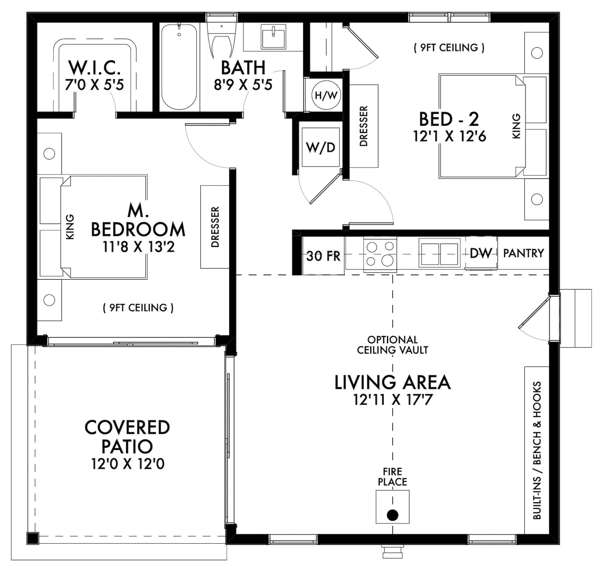 Main Level of Contemporary Plan #211-1020
