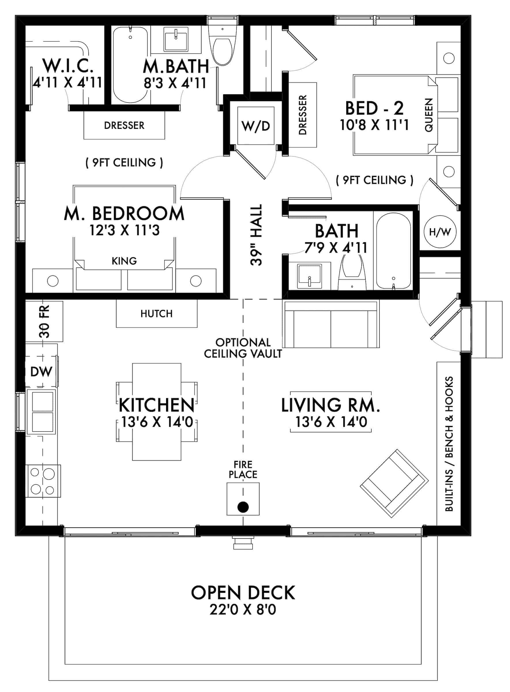 Main Level of Contemporary Plan #211-1021