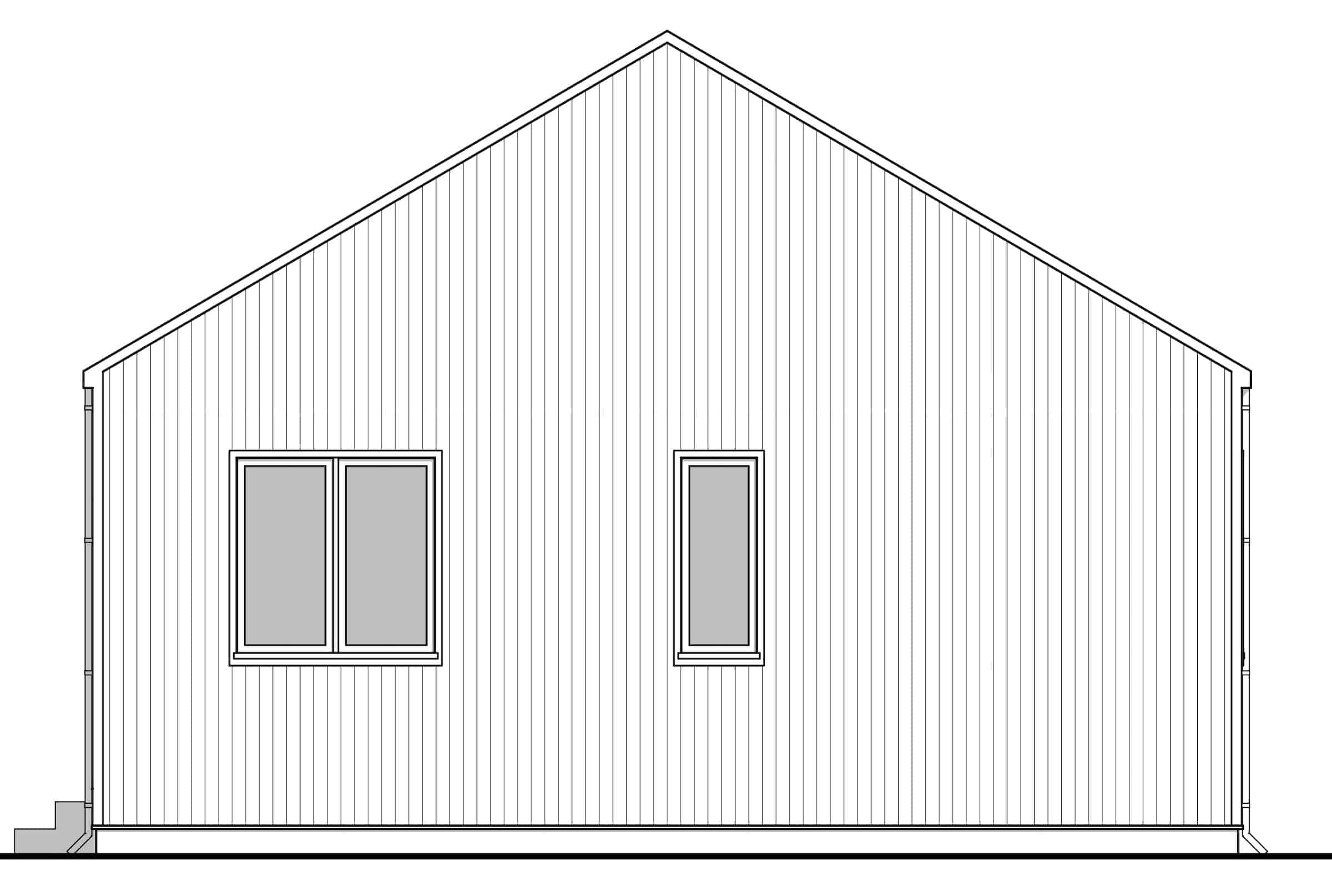 Home Plan Rear Elevation of this 2-Bedroom,896 Sq Ft Plan -211-1021