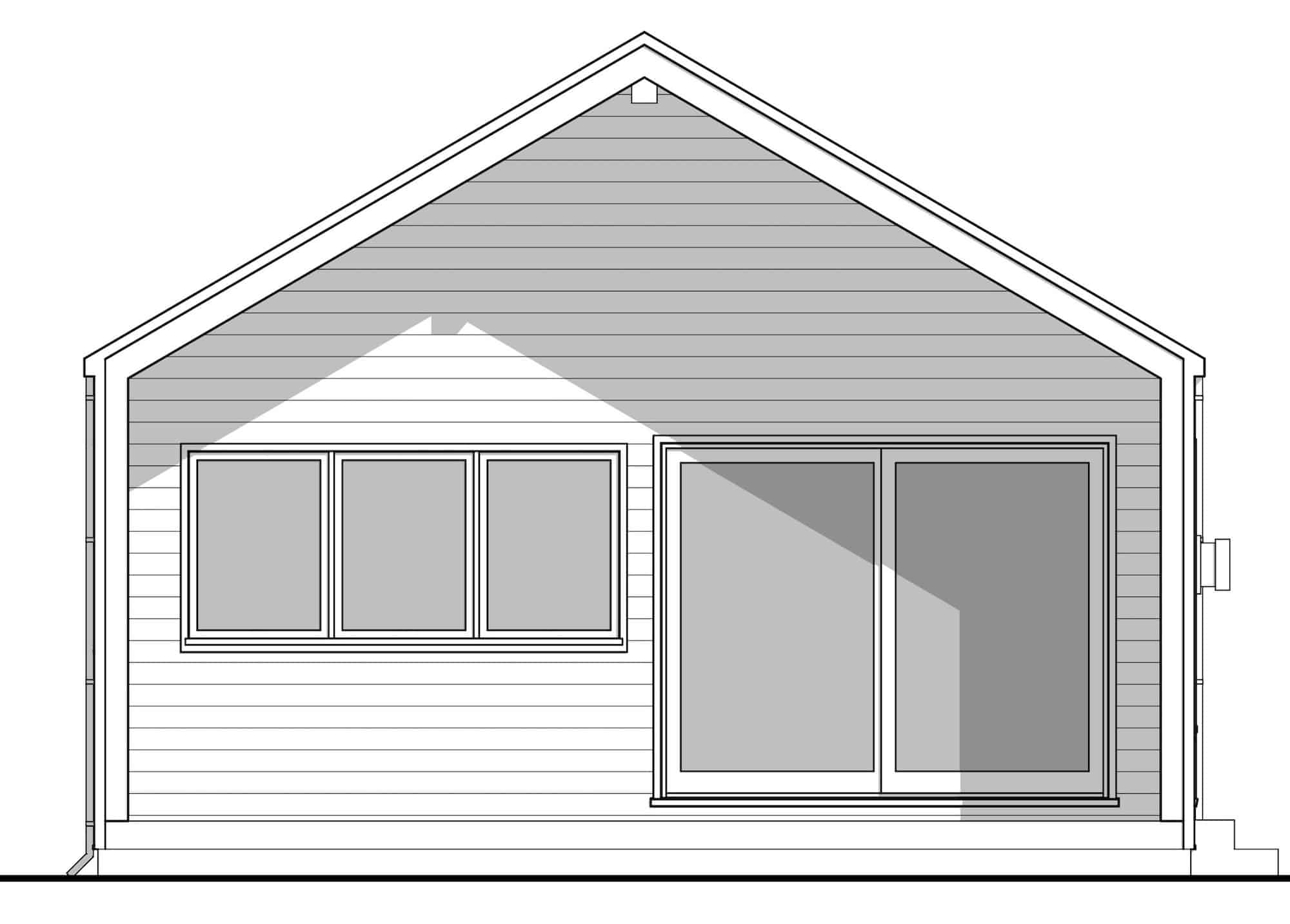 Home Plan Front Elevation of this 2-Bedroom,900 Sq Ft Plan -211-1022