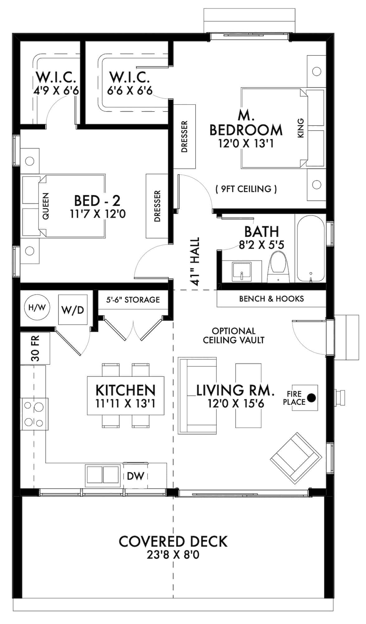 Main Level of Contemporary Plan #211-1022