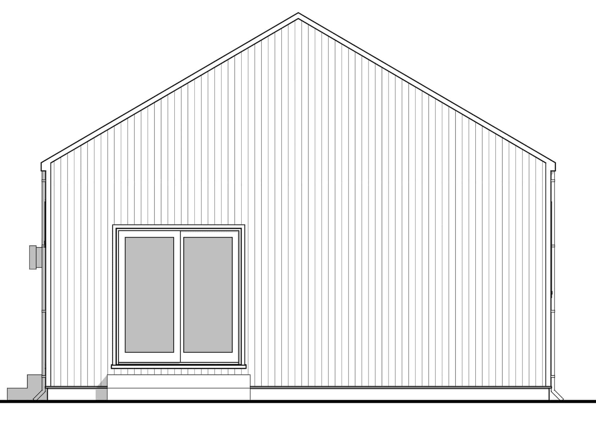 Home Plan Rear Elevation of this 2-Bedroom,900 Sq Ft Plan -211-1022