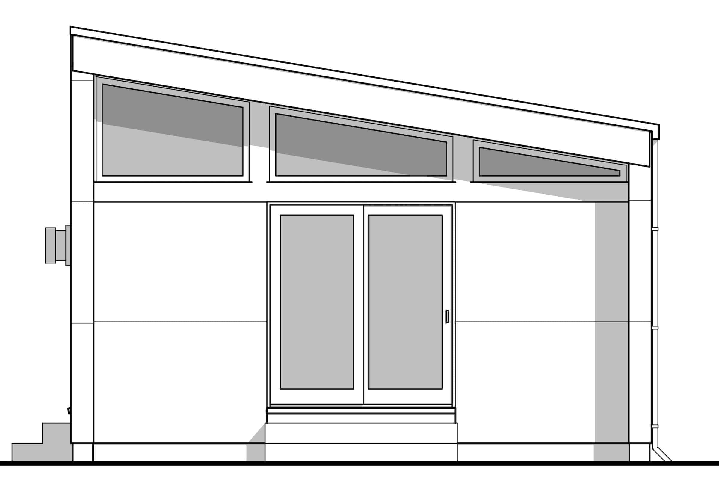 Home Plan Rear Elevation of this 1-Bedroom,532 Sq Ft Plan -211-1023