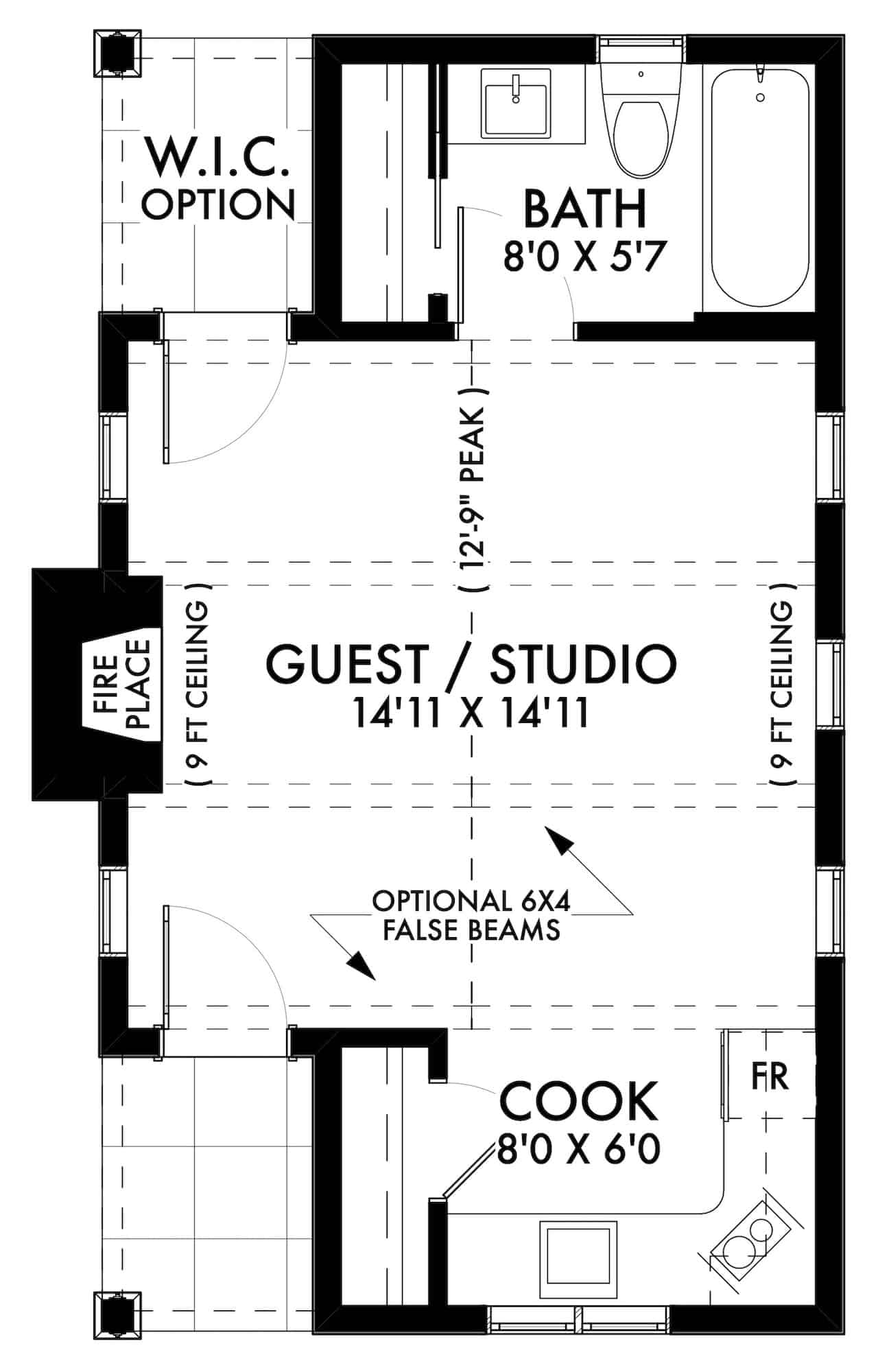 Main Level of Cottage Plan #211-1024