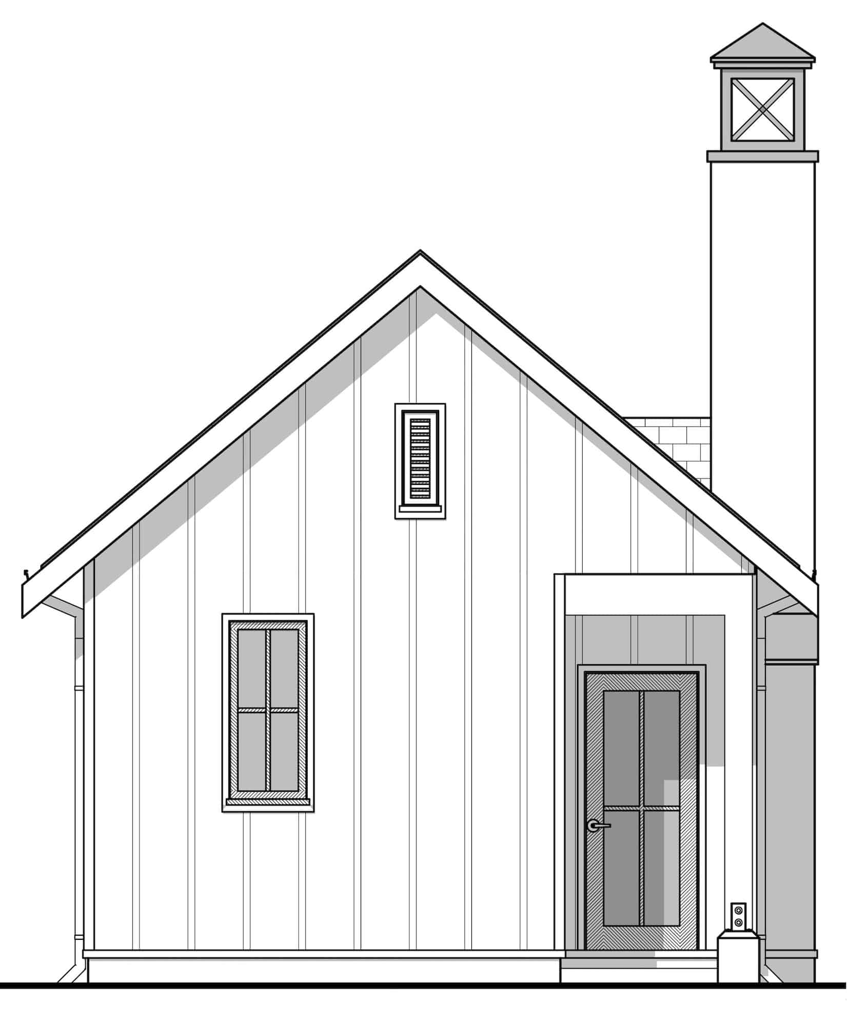 Home Plan Rear Elevation of this 1-Bedroom,400 Sq Ft Plan -211-1024
