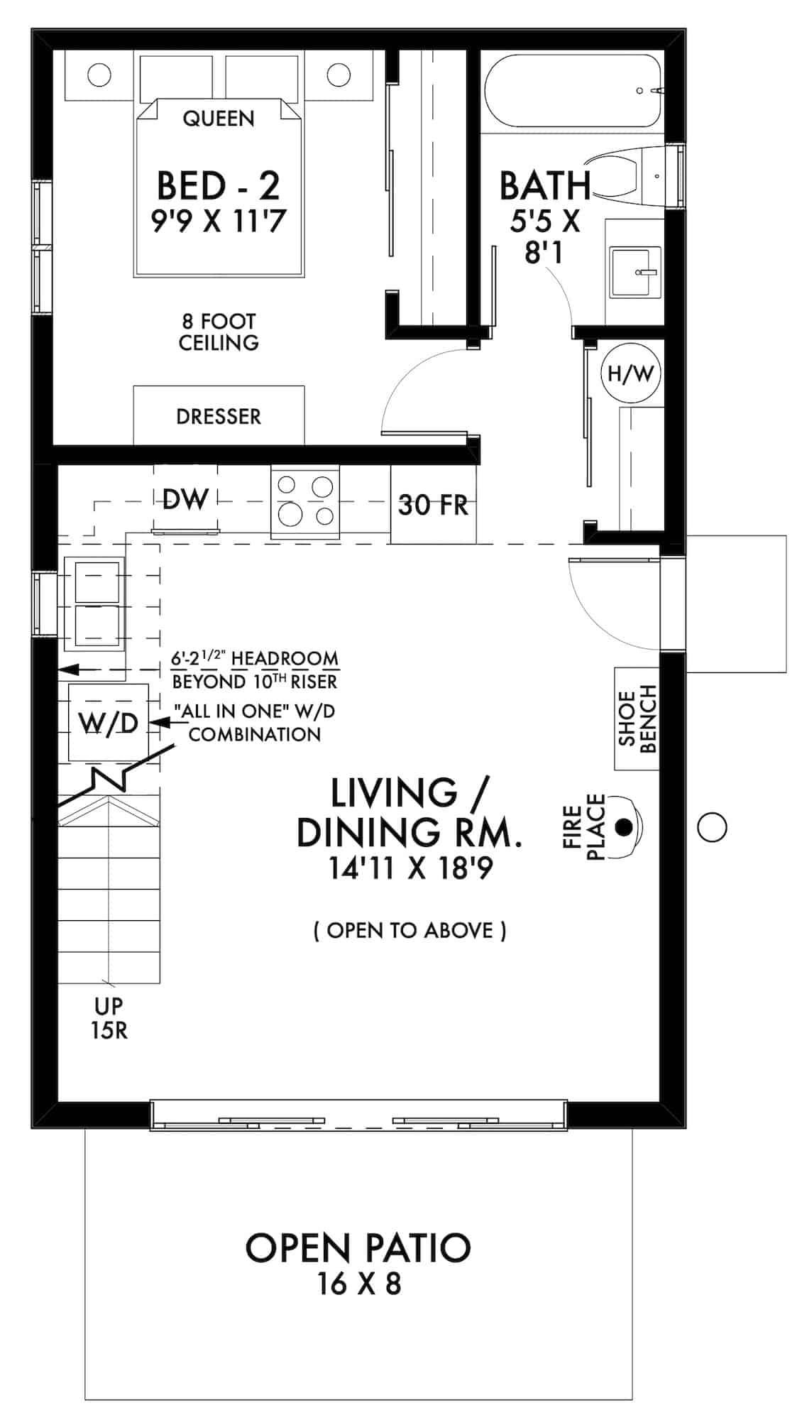 Main Level of Contemporary Plan #211-1025