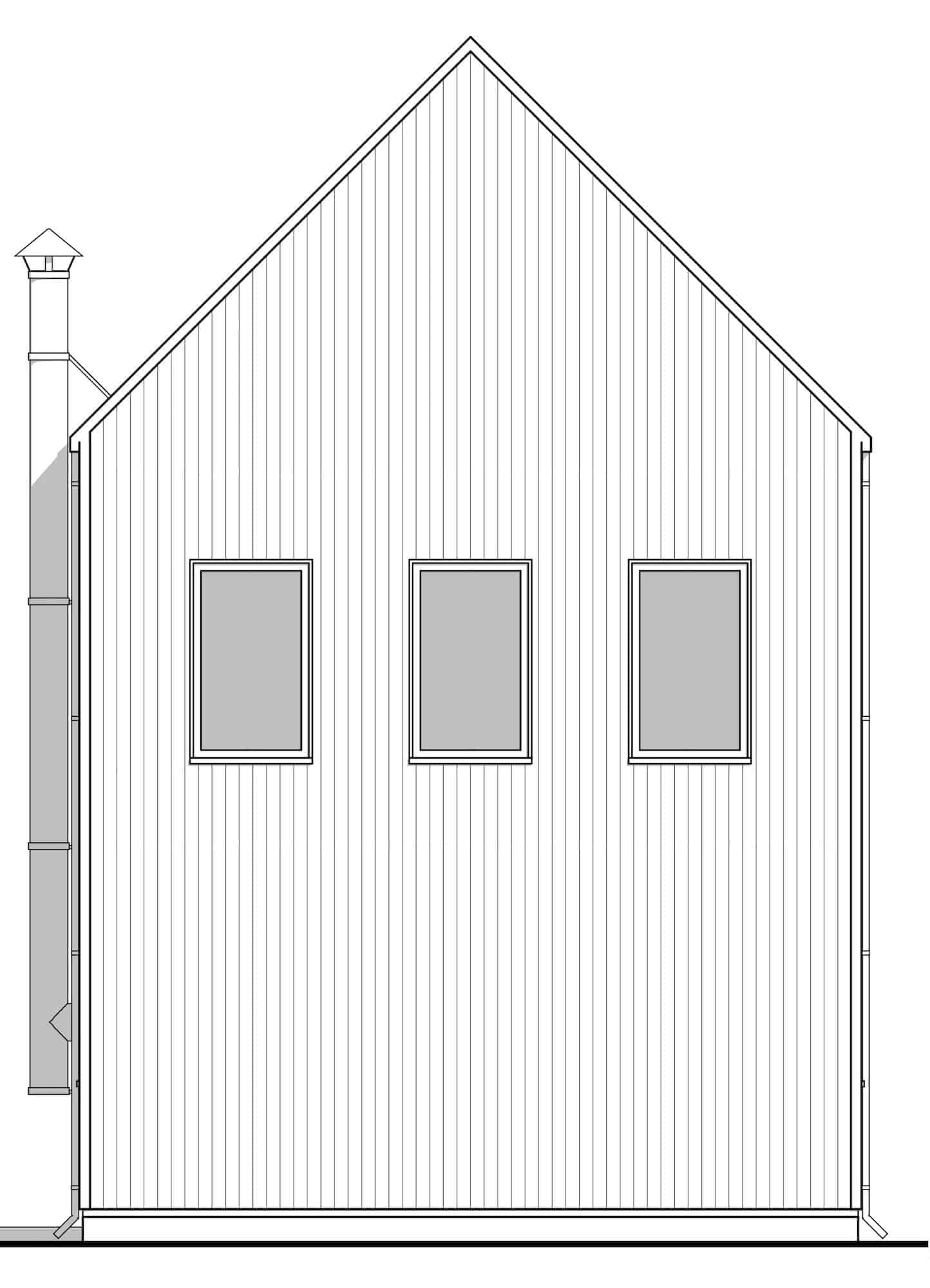 Home Plan Rear Elevation of this 2-Bedroom,893 Sq Ft Plan -211-1025
