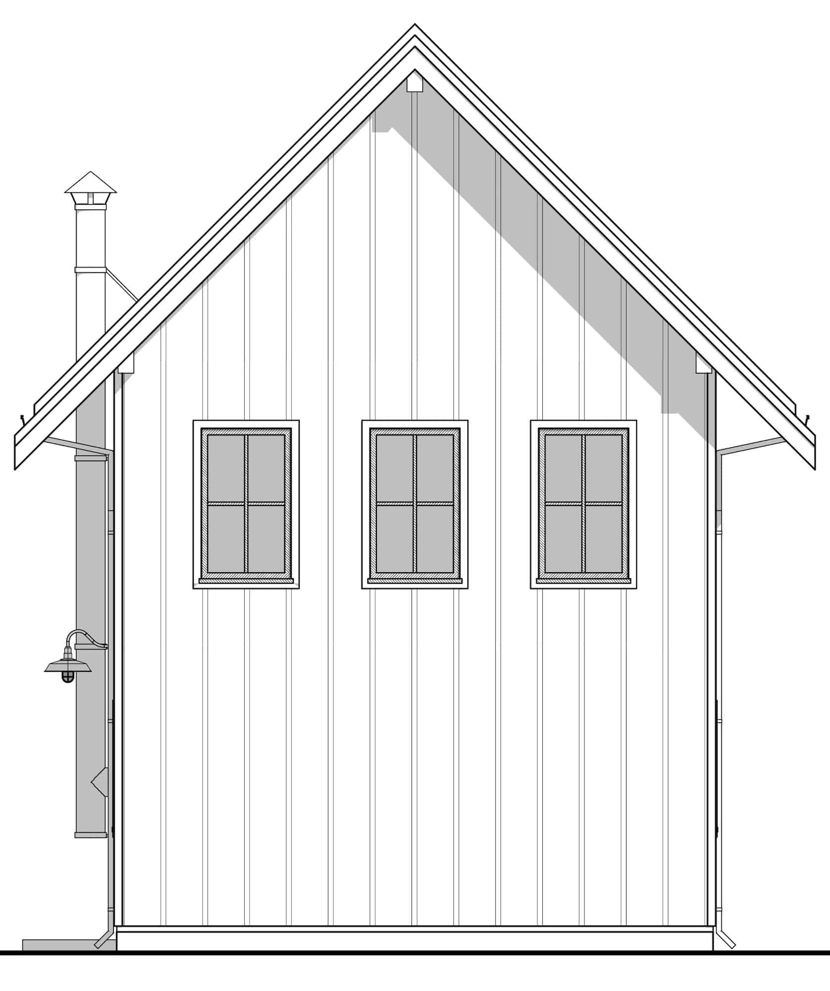 Home Plan Rear Elevation of this 2-Bedroom,893 Sq Ft Plan -211-1026
