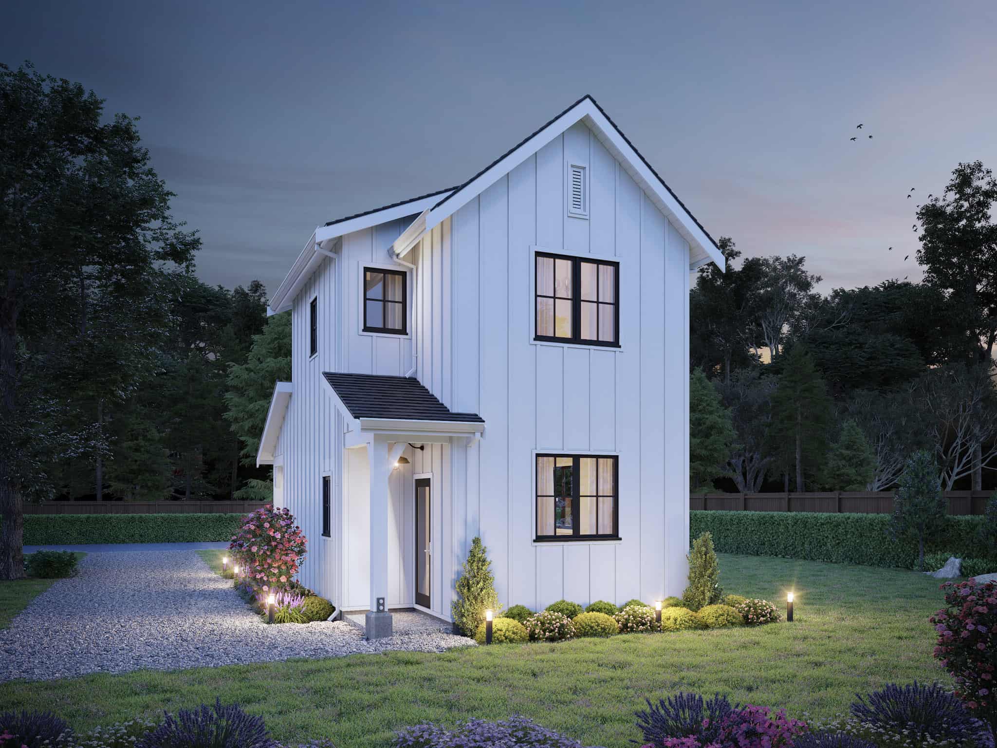 Home at Night of this 2-Bedroom,900 Sq Ft Plan -211-1027