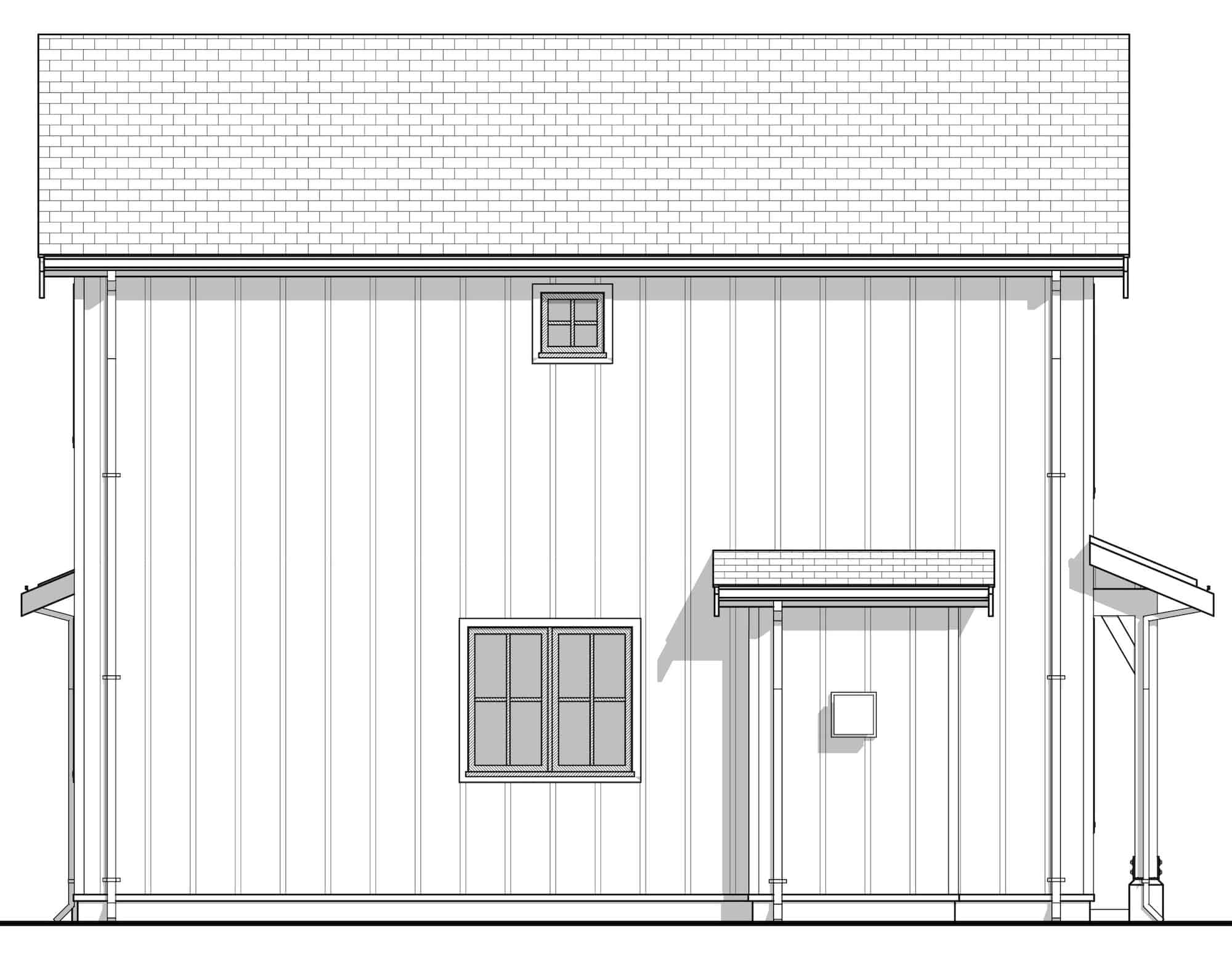 Home Plan Left Elevation of this 2-Bedroom,900 Sq Ft Plan -211-1027