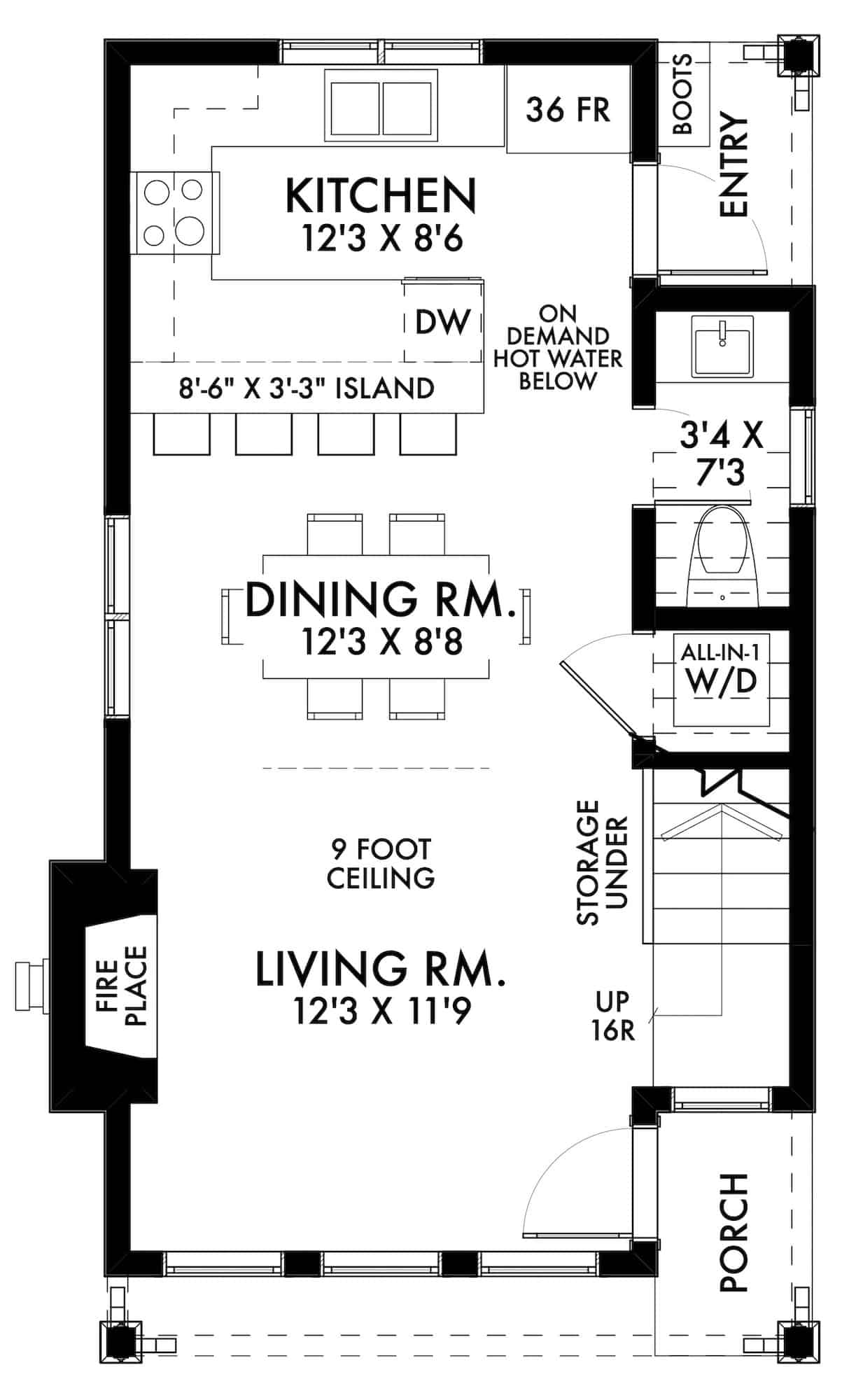 Main Level of Farmhouse Plan #211-1027