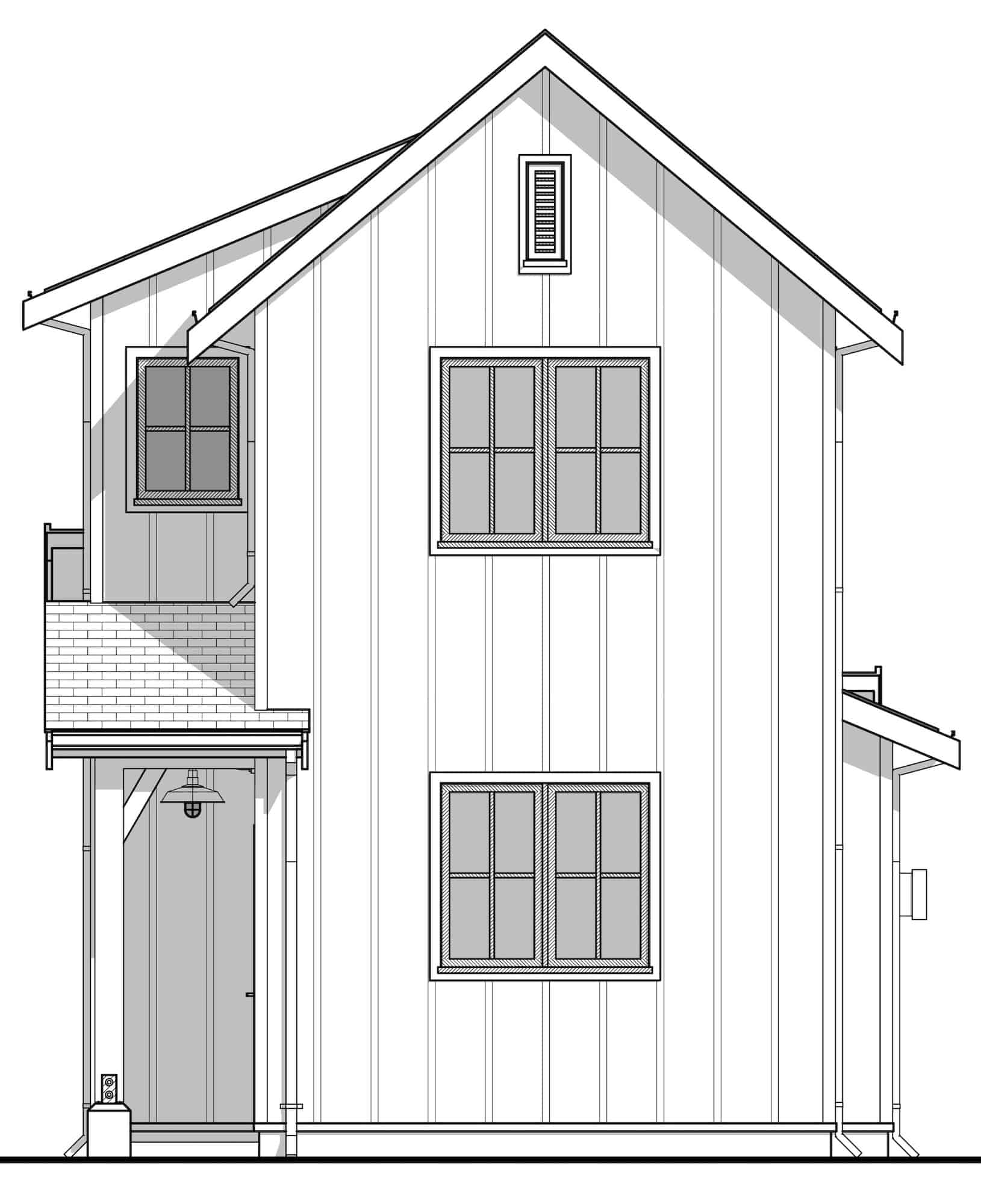 Home Plan Rear Elevation of this 2-Bedroom,900 Sq Ft Plan -211-1027