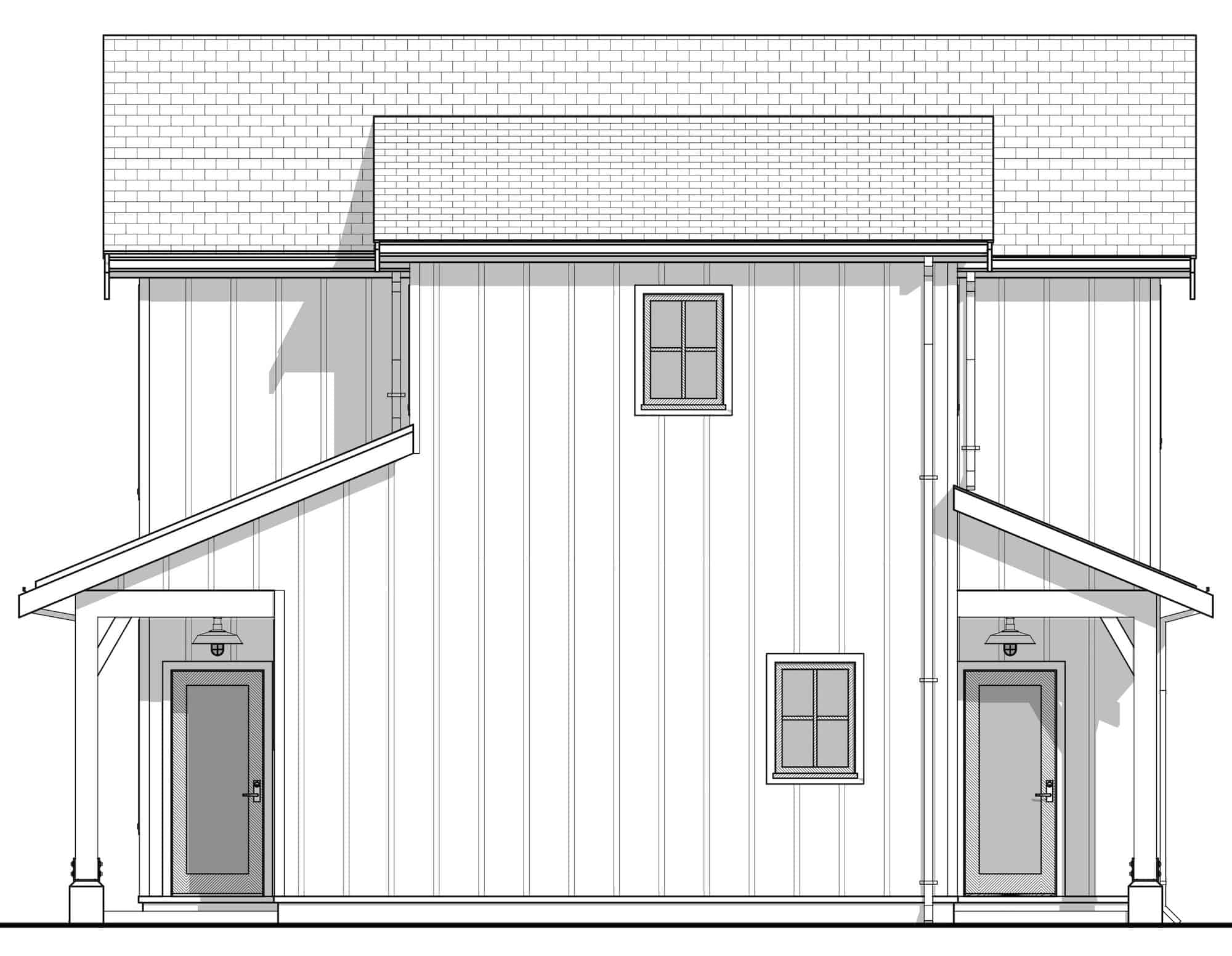 Home Plan Right Elevation of this 2-Bedroom,900 Sq Ft Plan -211-1027