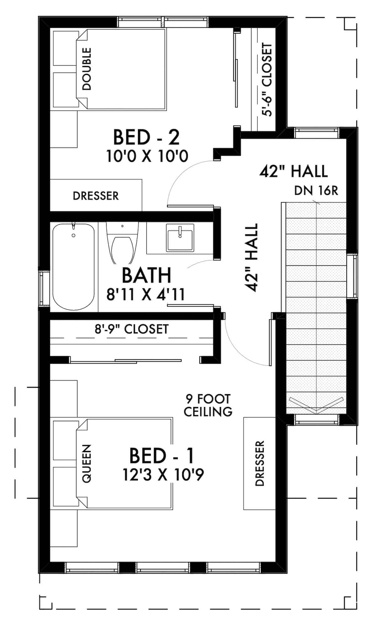 Upper Level of Farmhouse Plan #211-1027