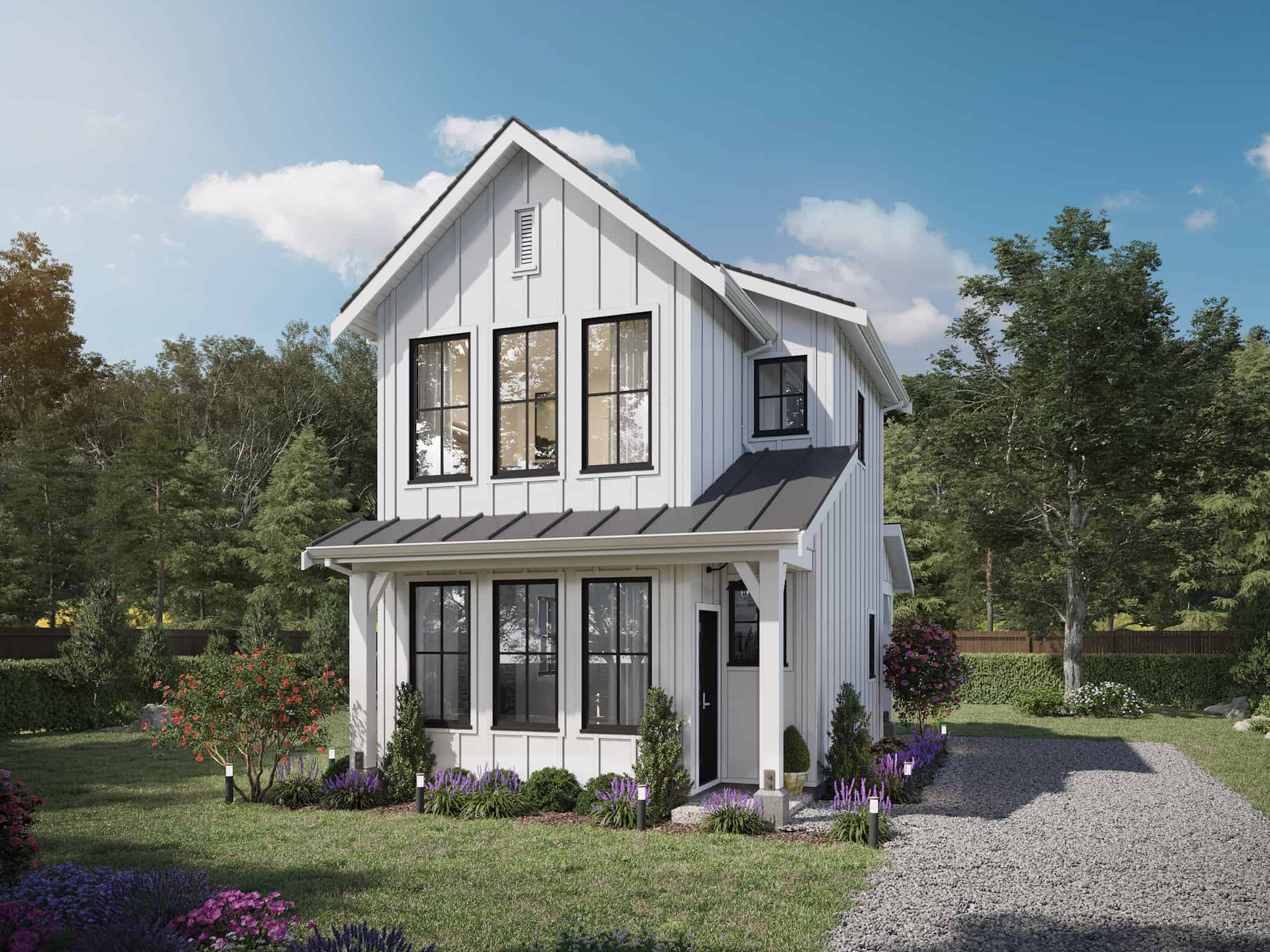Front elevation of Farmhouse home (ThePlanCollection: House Plan #211-1027)