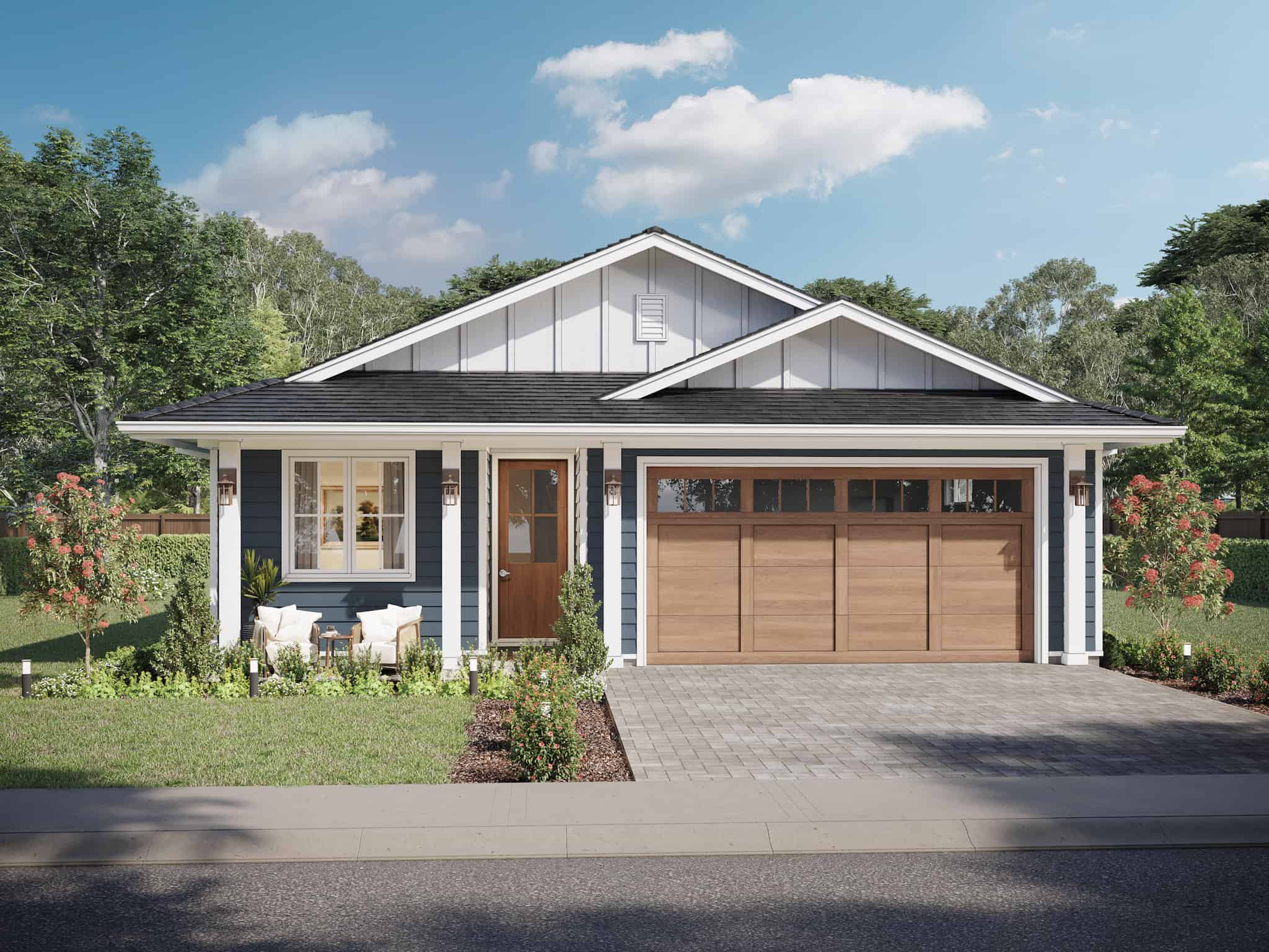 Front elevation of Ranch home (ThePlanCollection: House Plan #211-1029)