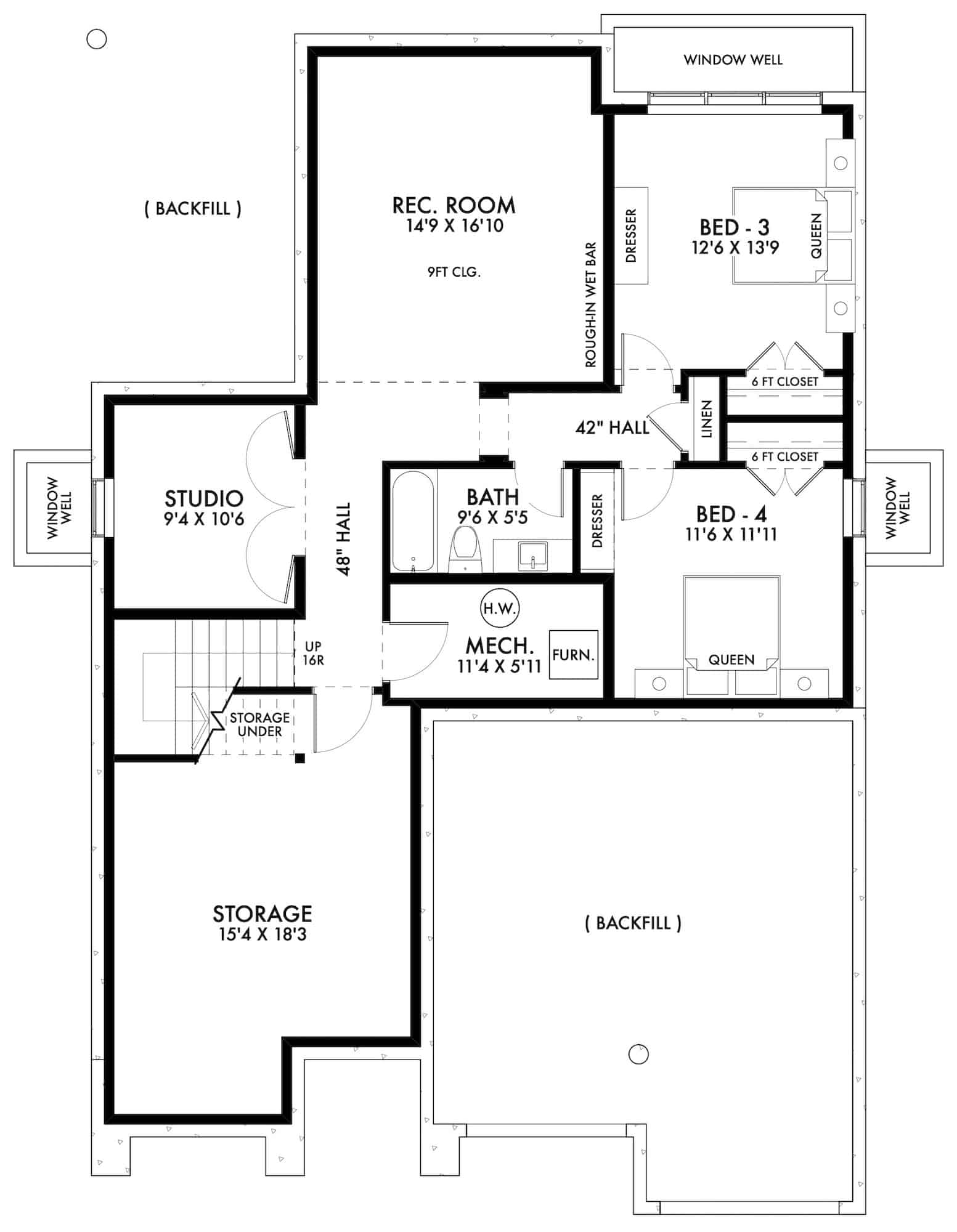 Basement of Contemporary Plan #211-1030