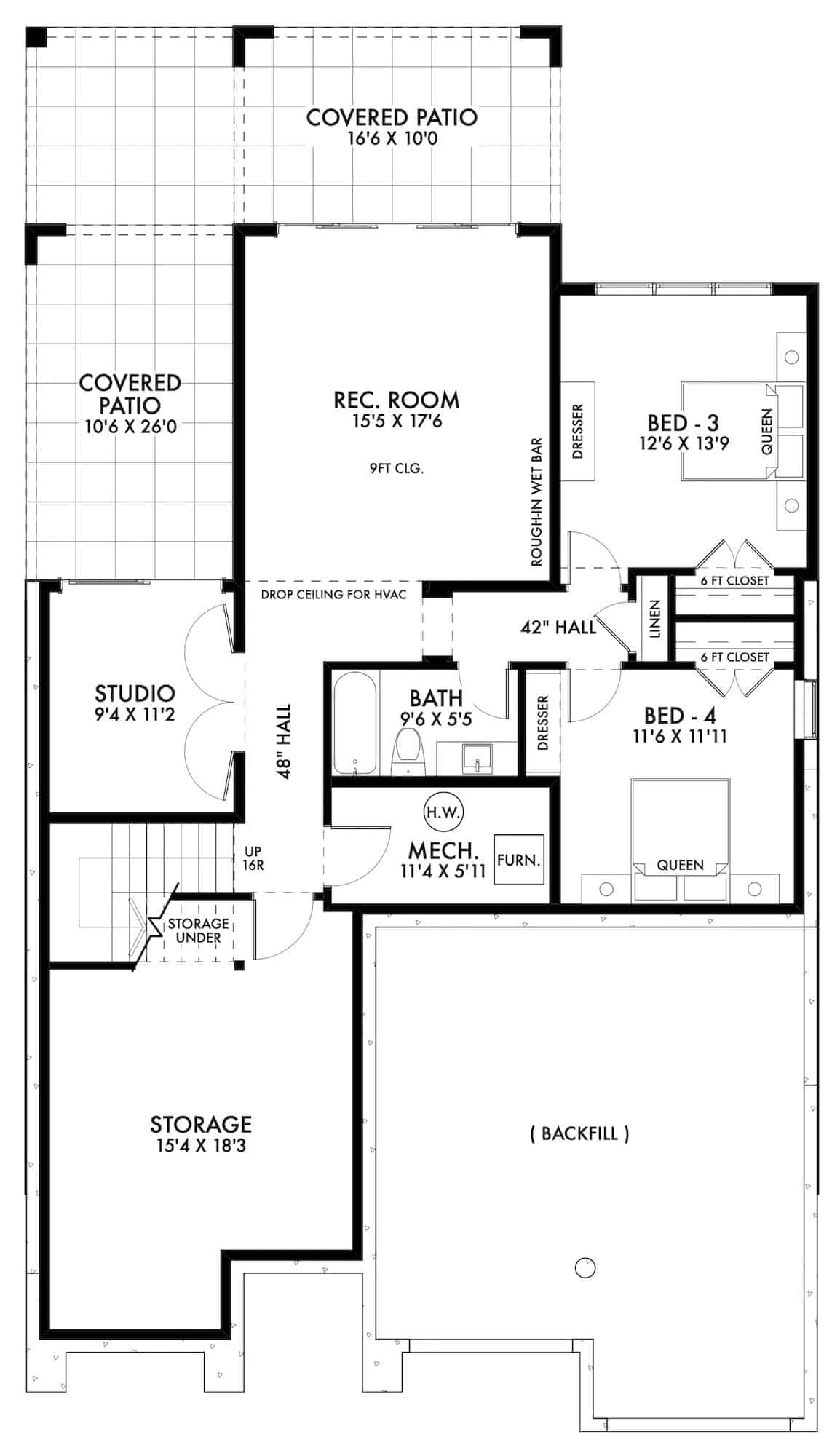 Basement of Contemporary Plan #211-1030