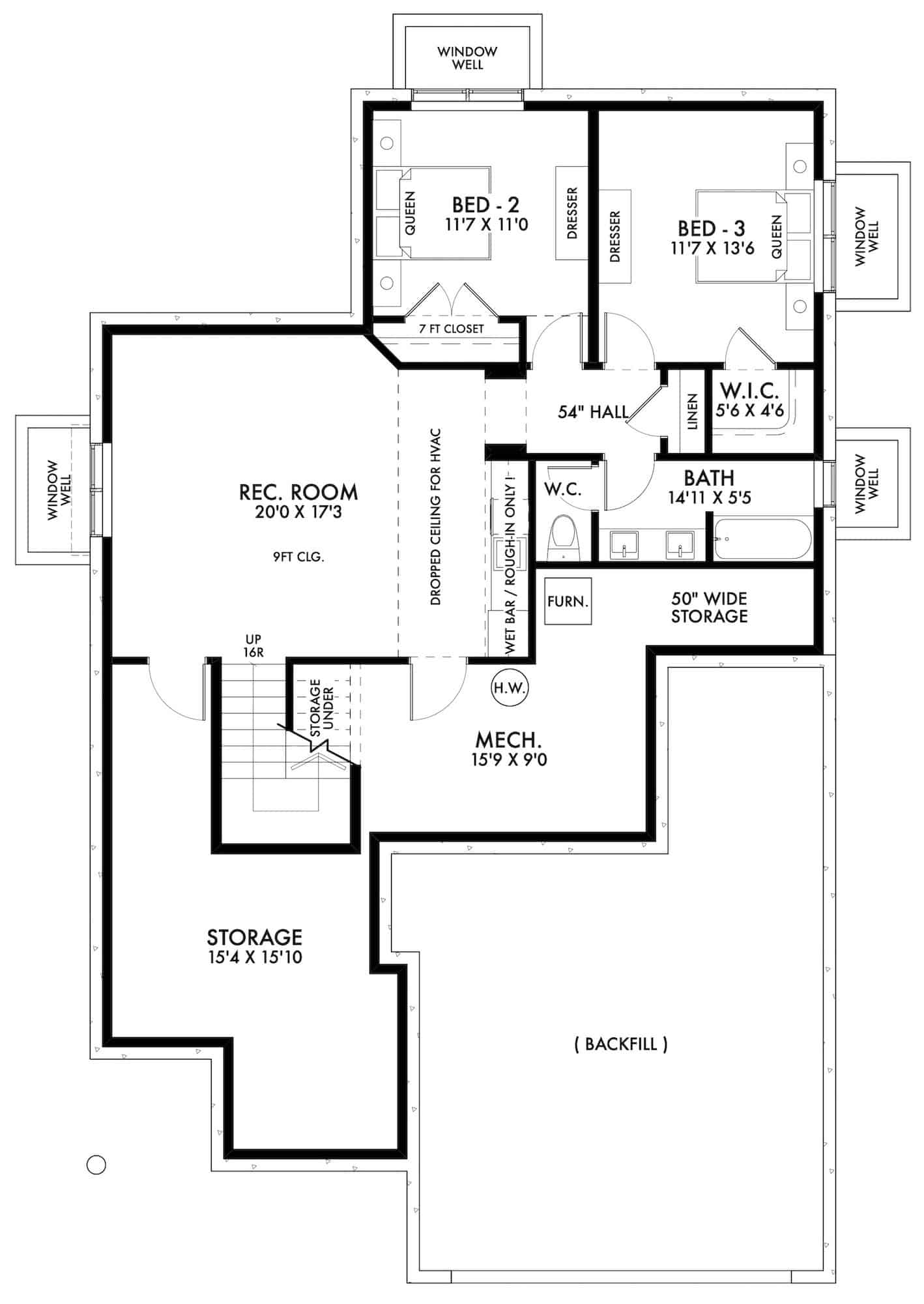 Basement of Contemporary Plan #211-1031