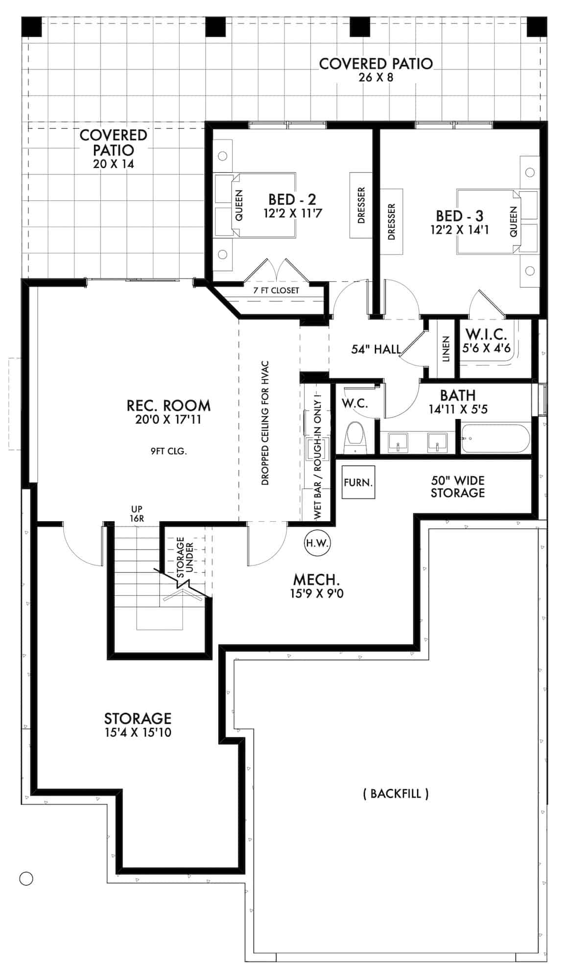 Basement of Contemporary Plan #211-1031