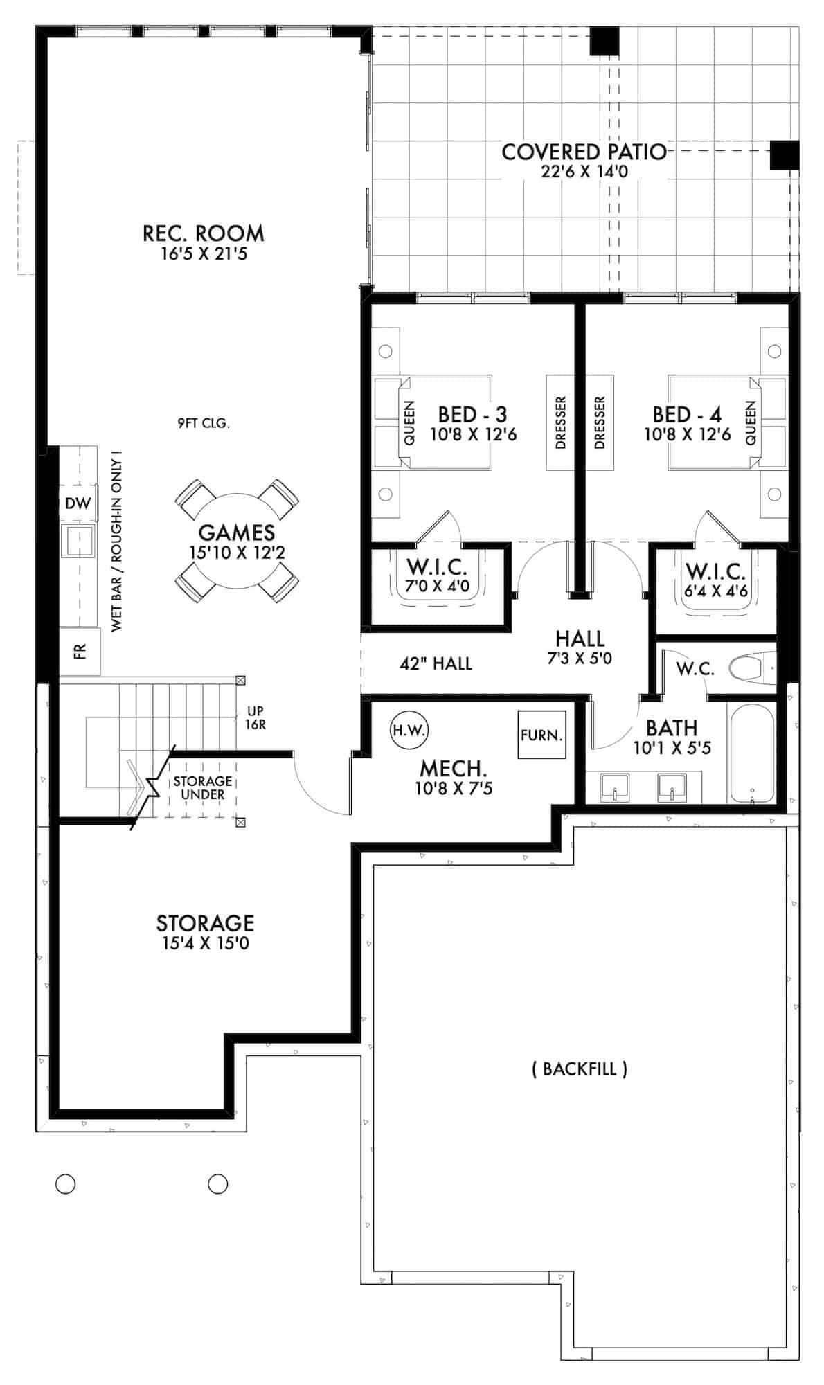 Basement of Contemporary Plan #211-1032