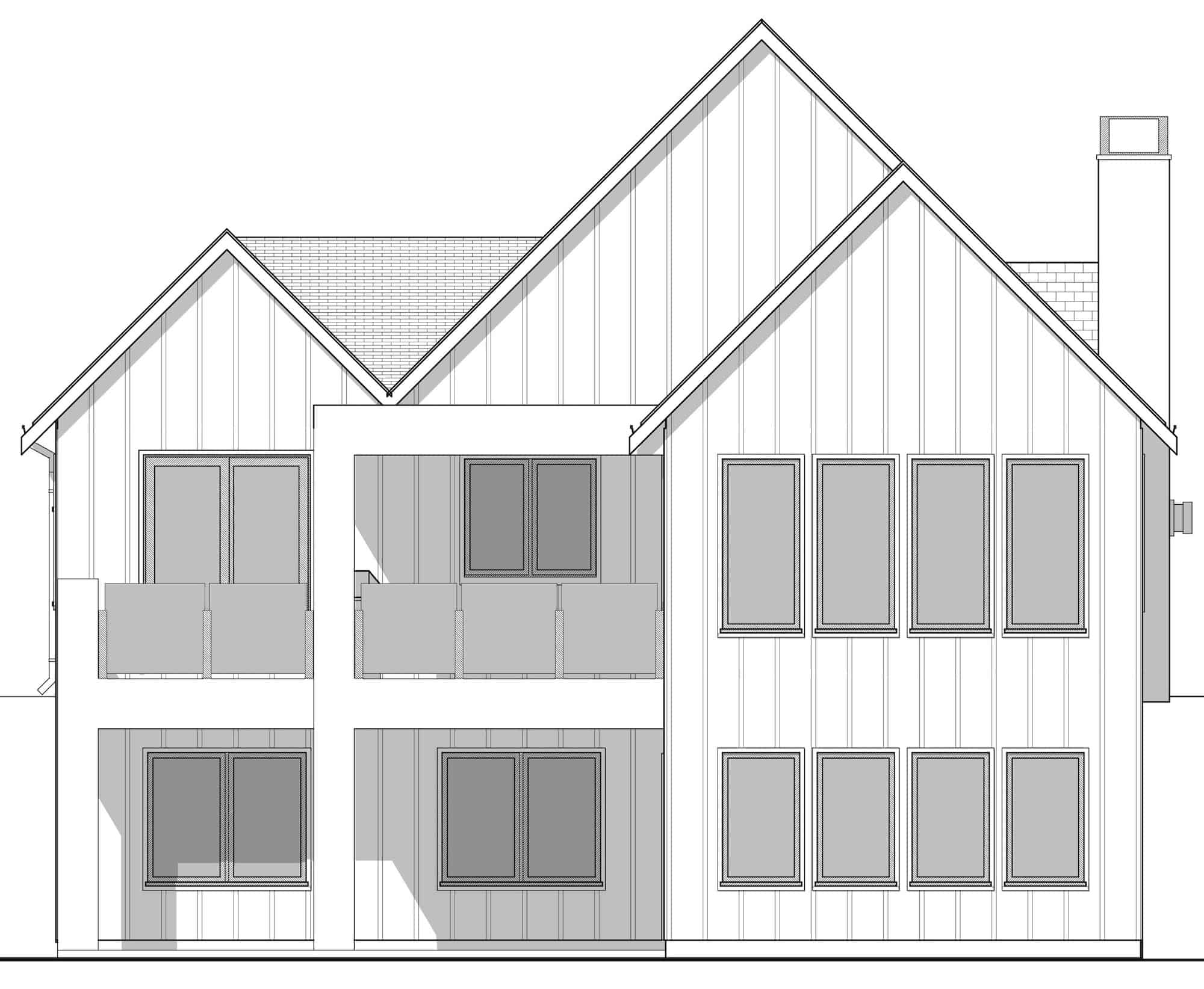 Home Plan Rear Elevation of this 3-Bedroom,2804 Sq Ft Plan -211-1032