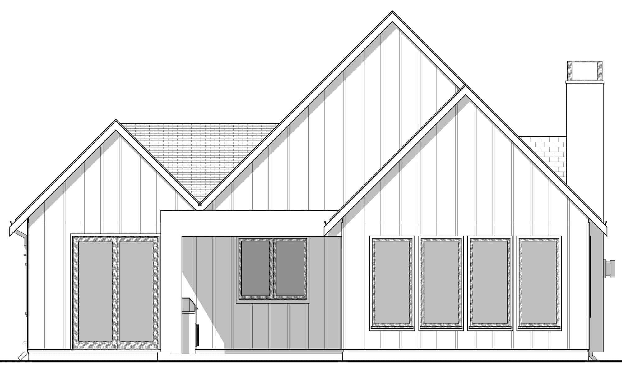 Home Plan Rear Elevation of this 3-Bedroom,2804 Sq Ft Plan -211-1032