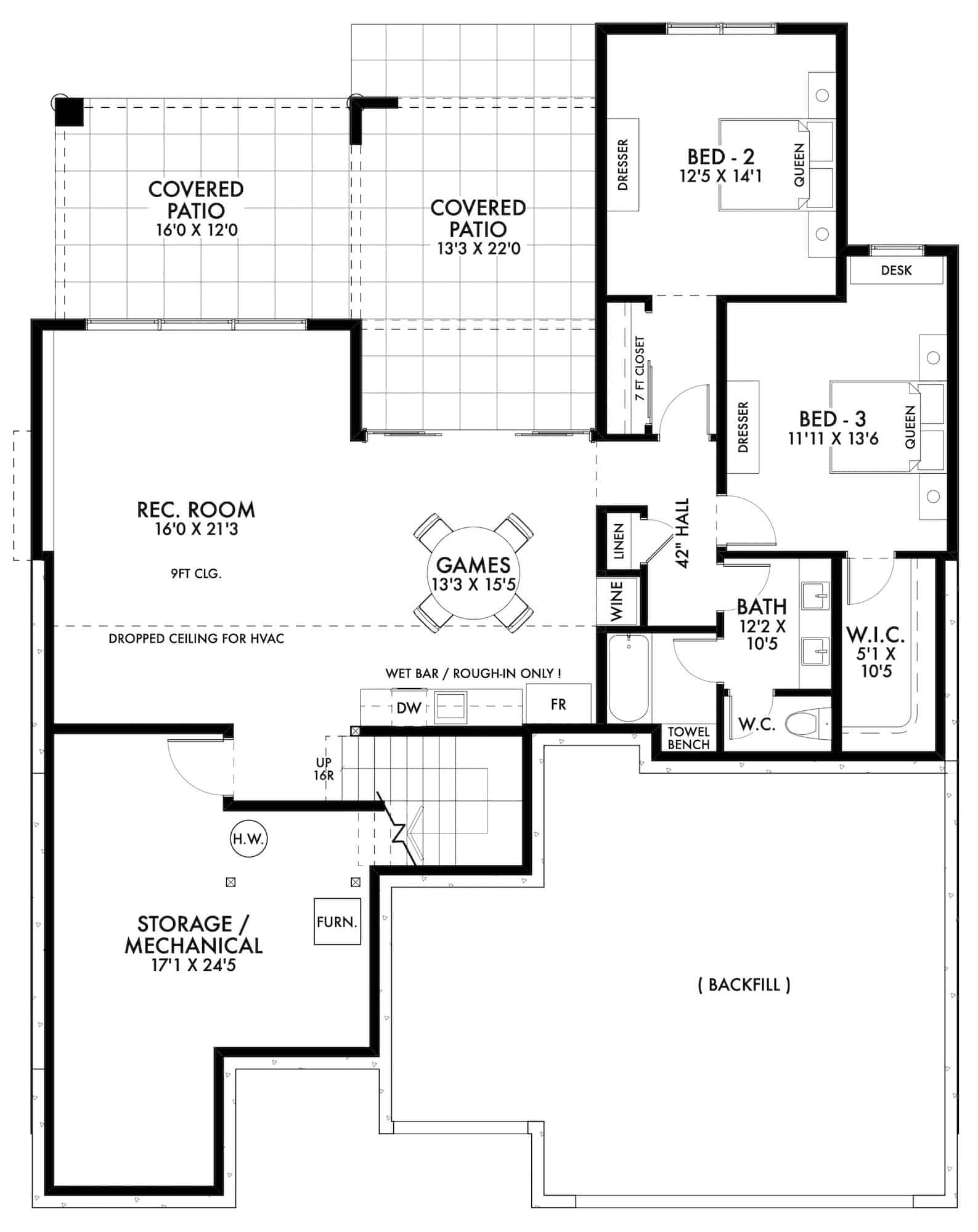 Basement of Contemporary Plan #211-1033