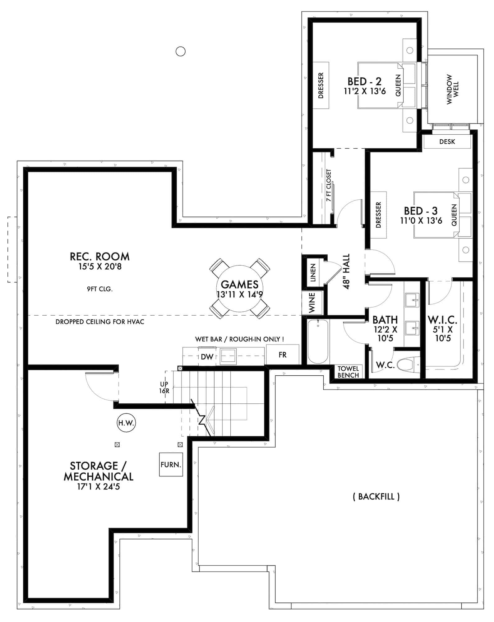 Basement of Contemporary Plan #211-1033
