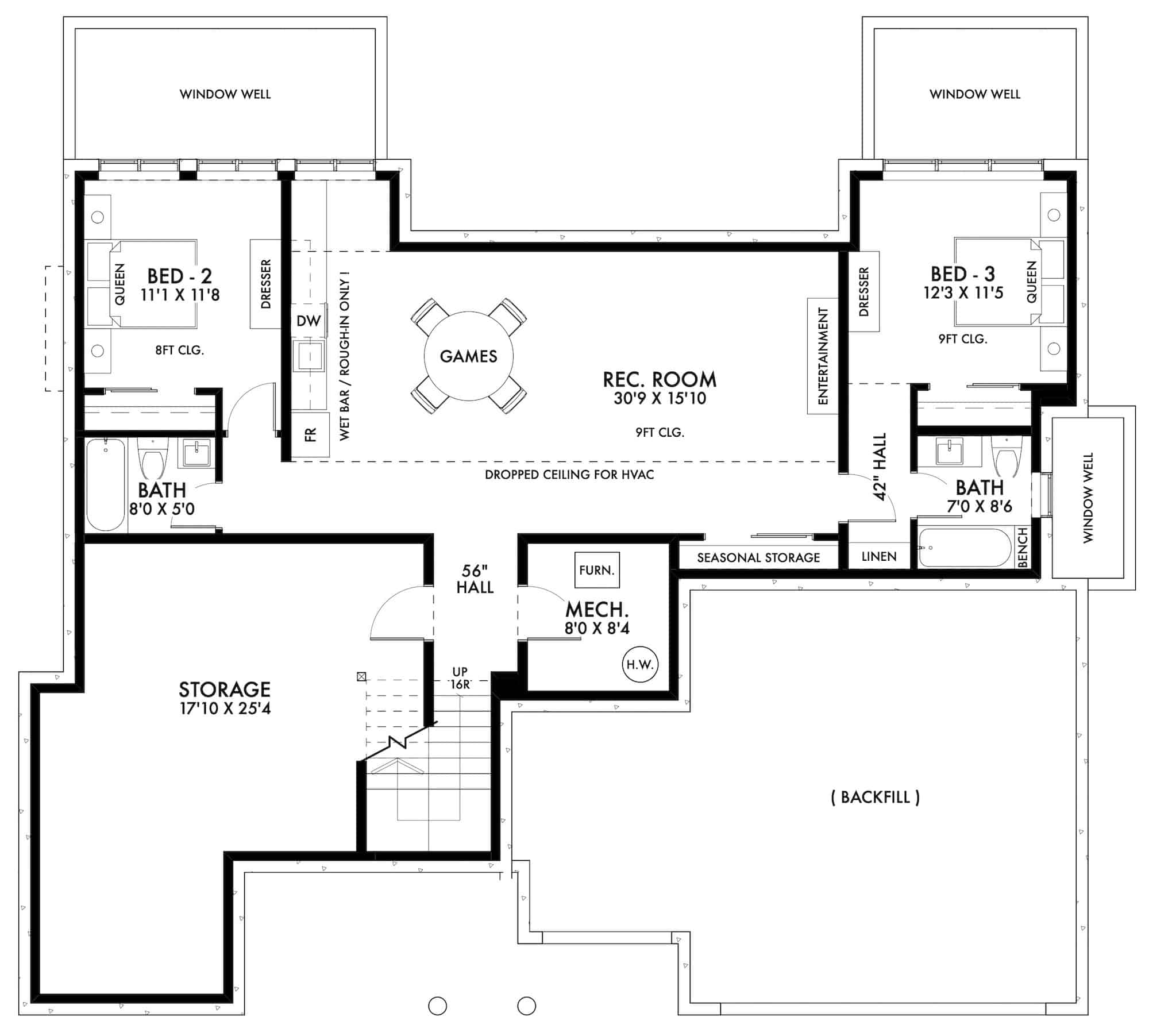 Basement of Contemporary Plan #211-1034