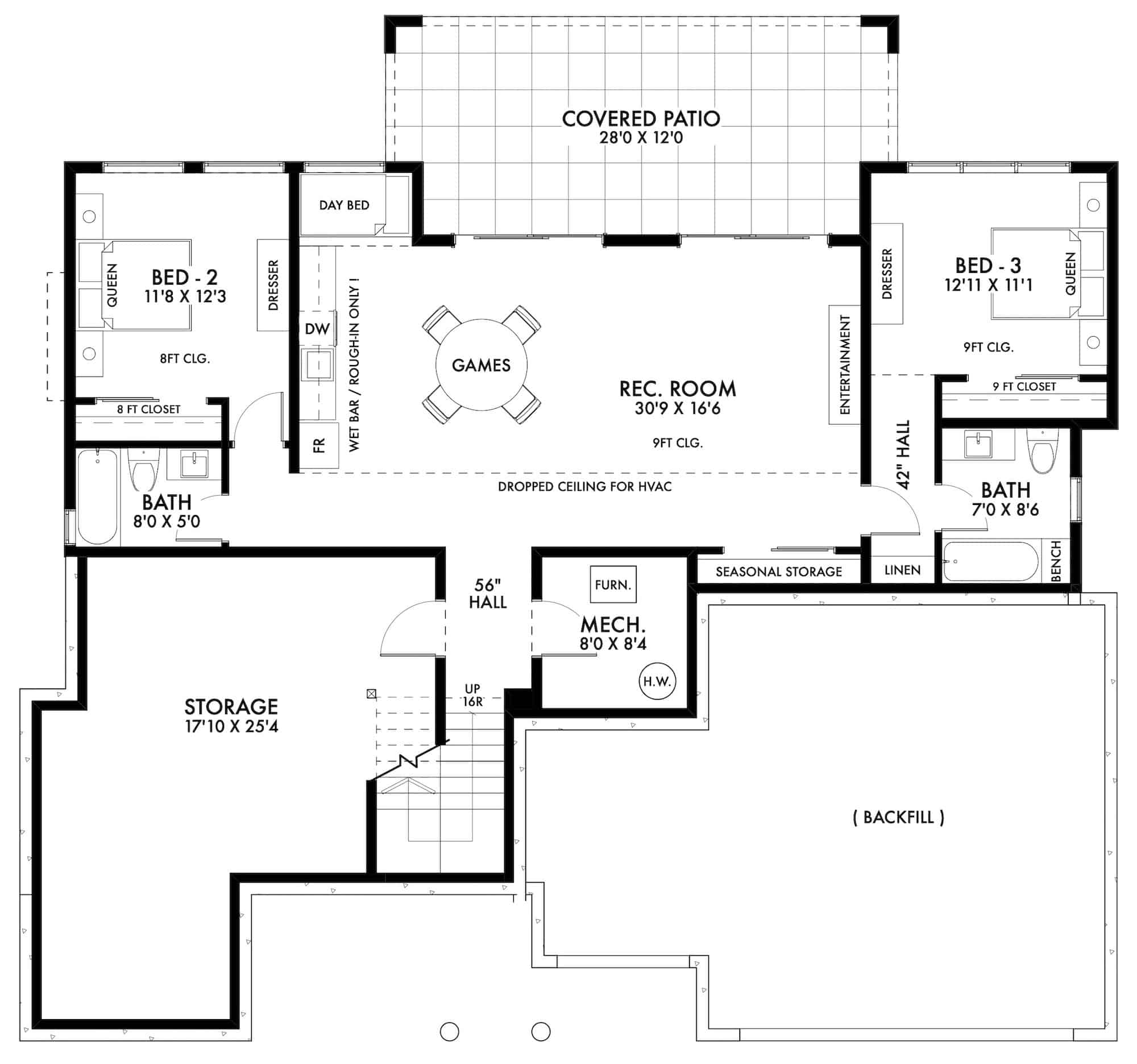 Basement of Contemporary Plan #211-1034