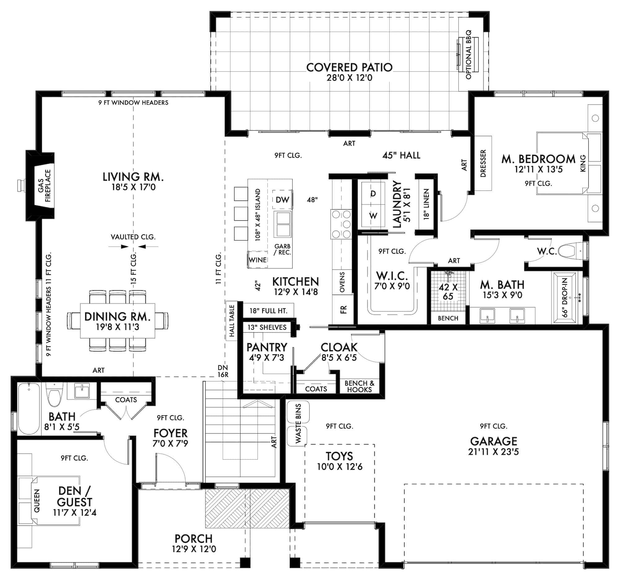 Main Level of Contemporary Plan #211-1034