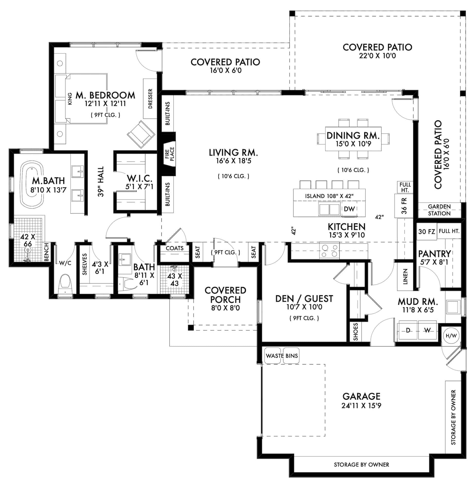 Main Level of Ranch Plan #211-1036