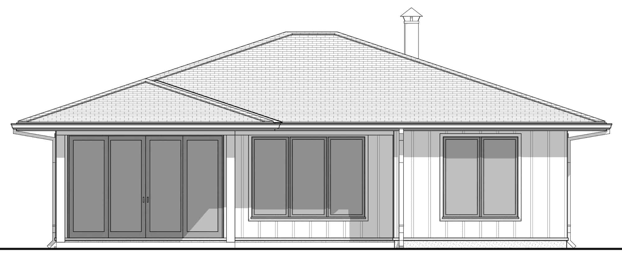 Home Plan Rear Elevation of this 1-Bedroom,1204 Sq Ft Plan -211-1037
