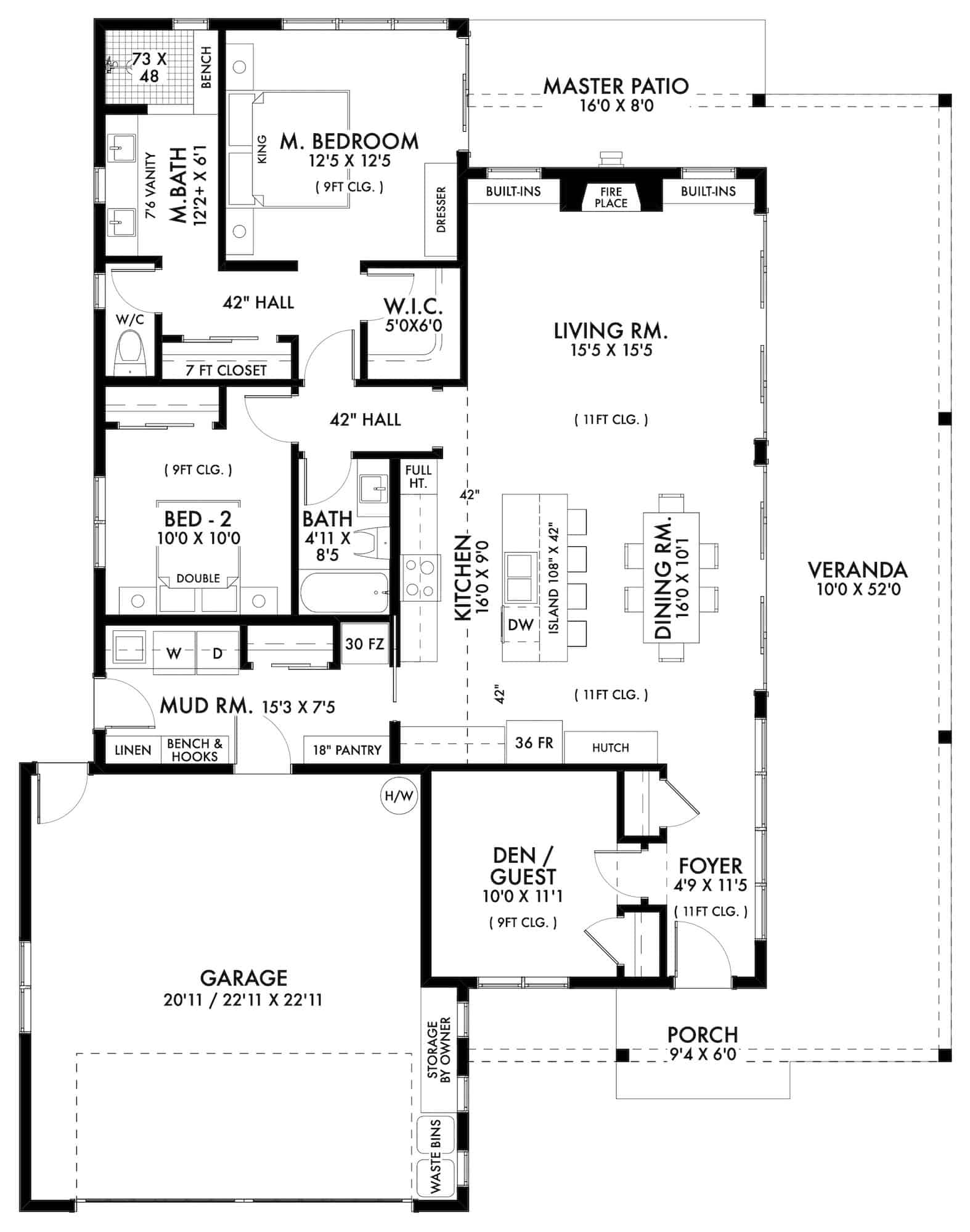 Main Level of Ranch Plan #211-1038