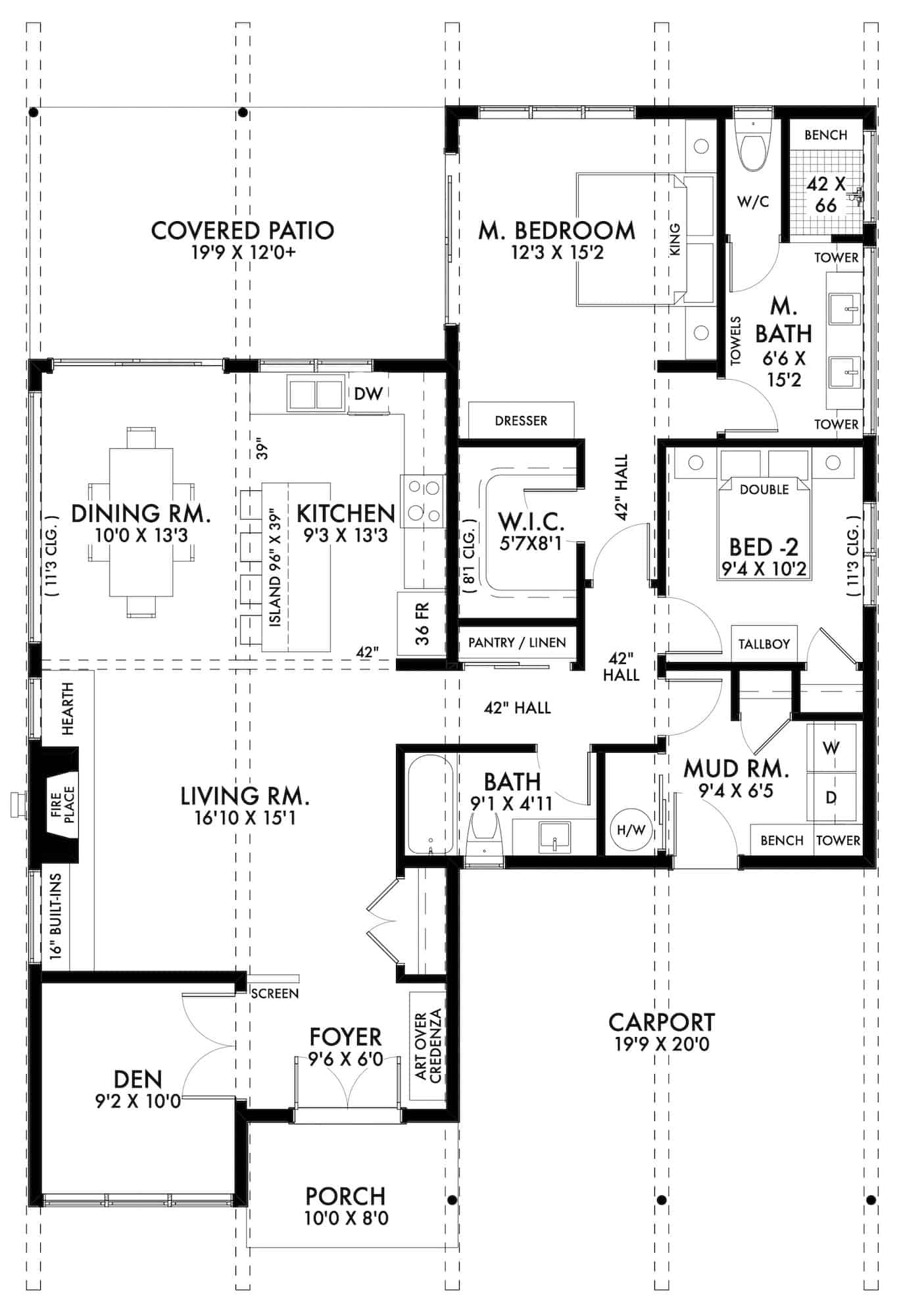Main Level of Contemporary Plan #211-1040