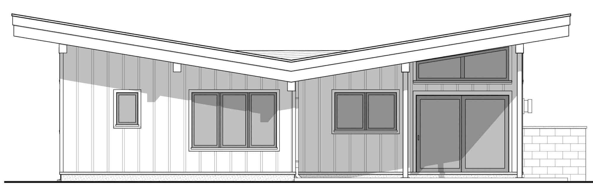 Home Plan Rear Elevation of this 2-Bedroom,1488 Sq Ft Plan -211-1040