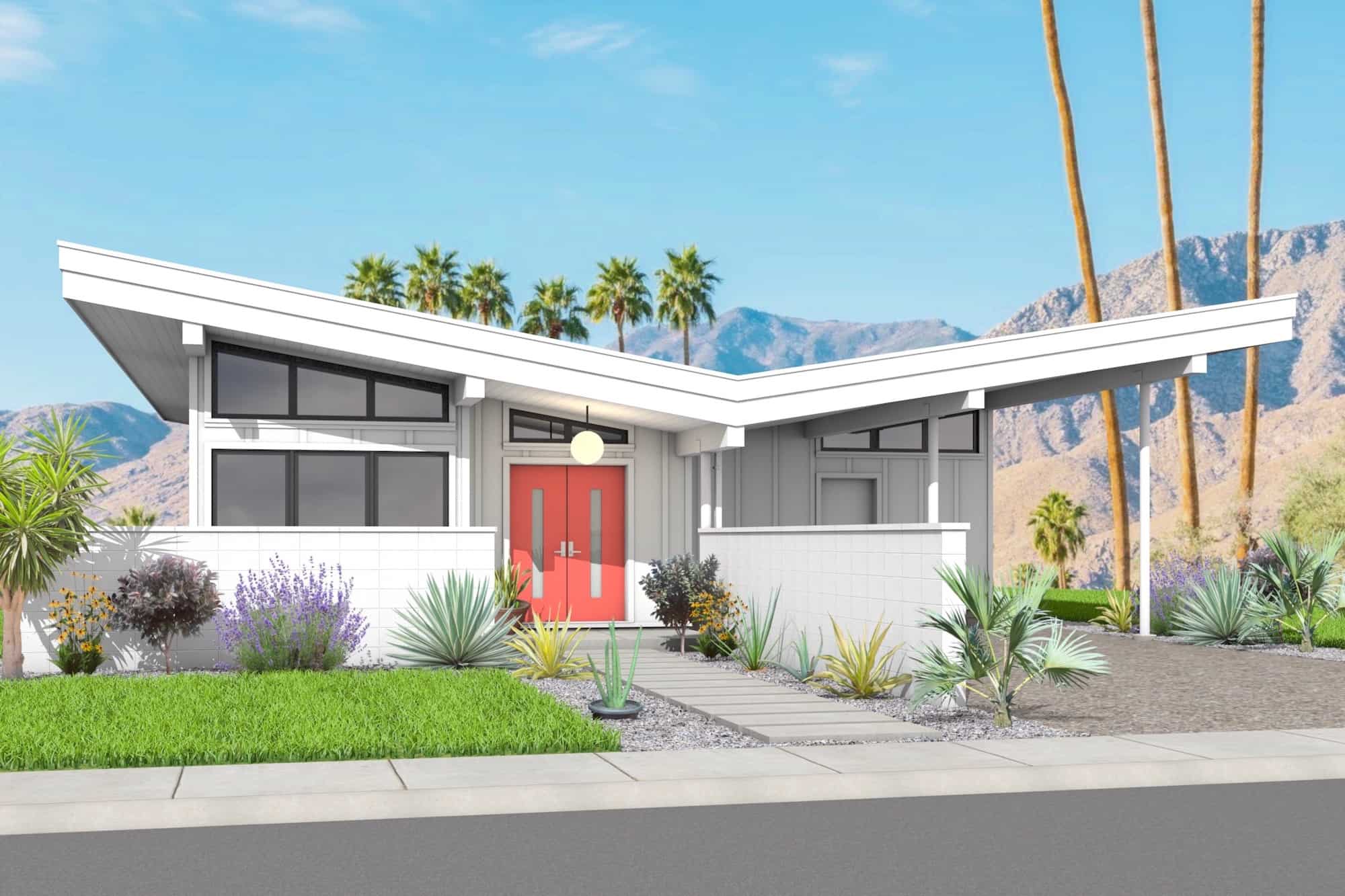 Front elevation of Modern home (ThePlanCollection: House Plan #211-1040)