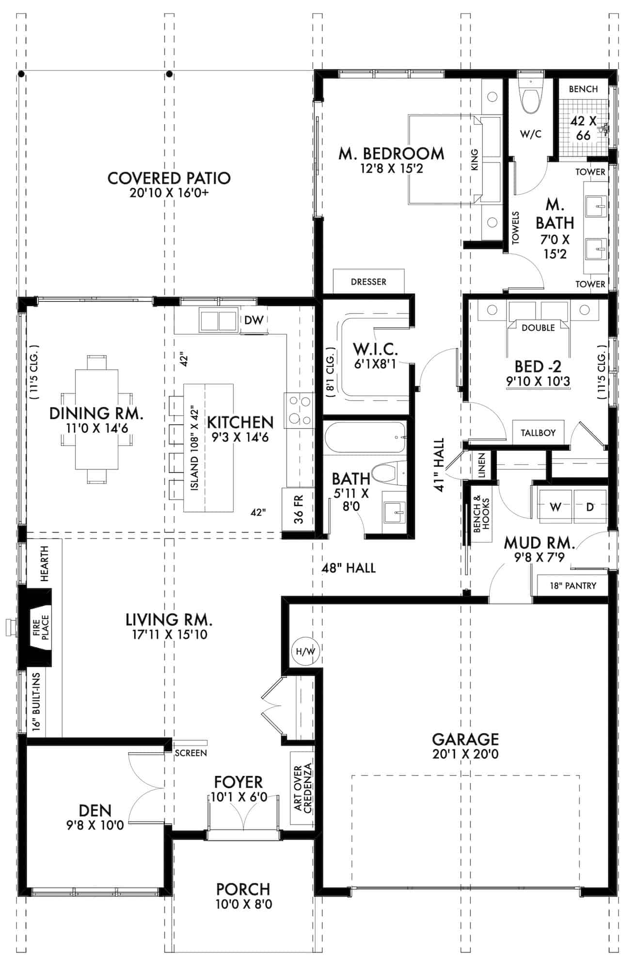 Main Level of Contemporary Plan #211-1041