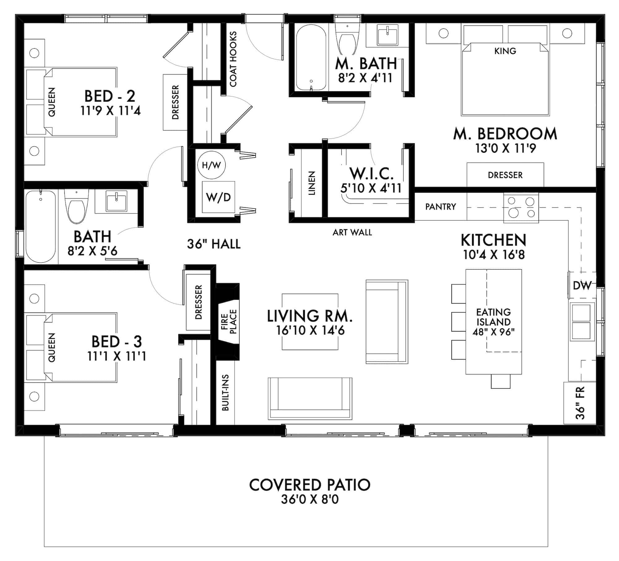Main Level of Contemporary Plan #211-1042