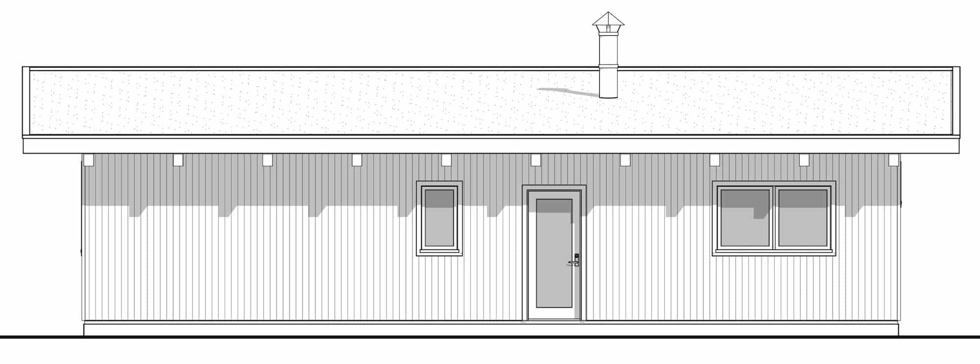 Home Plan Rear Elevation of this 3-Bedroom,1260 Sq Ft Plan -211-1042