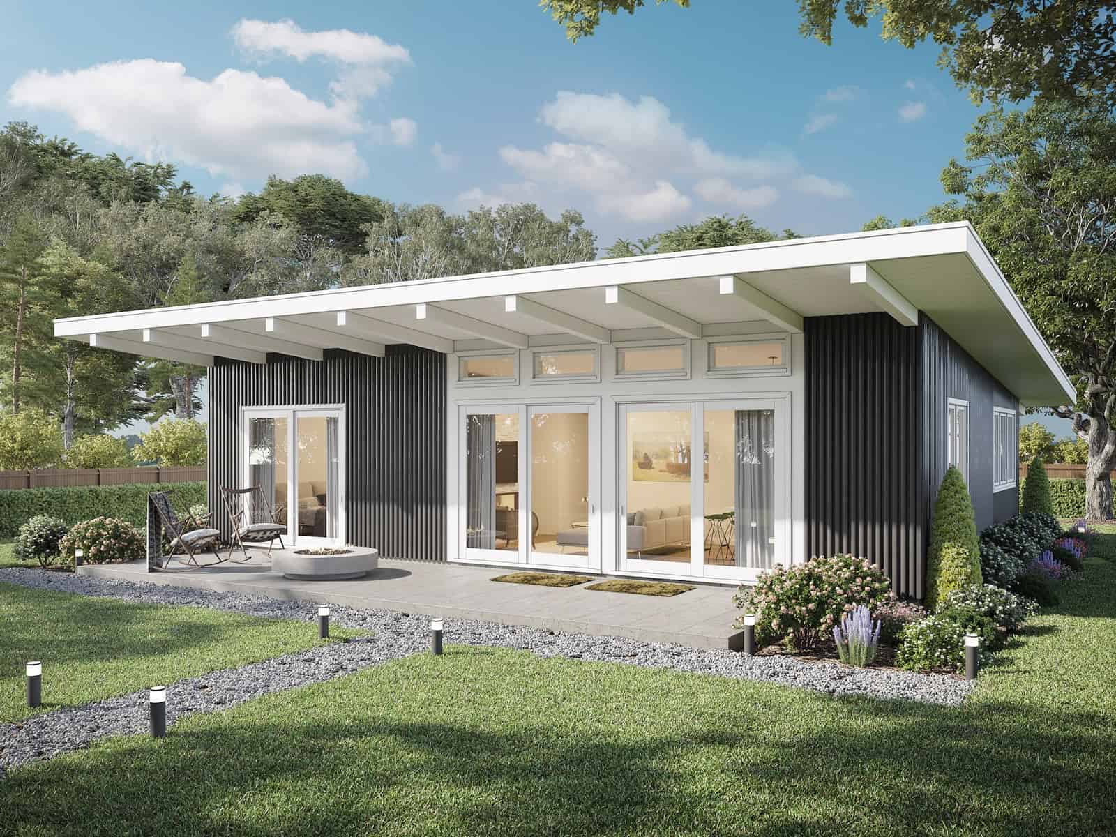 Front elevation of Contemporary home (ThePlanCollection: House Plan #211-1042)