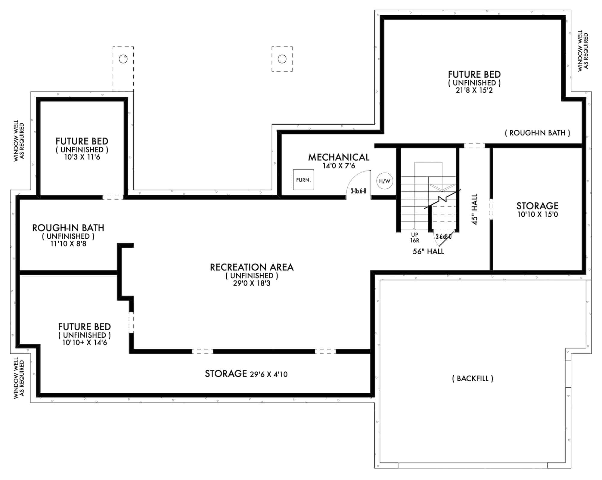 Basement of Modern Plan #211-1043