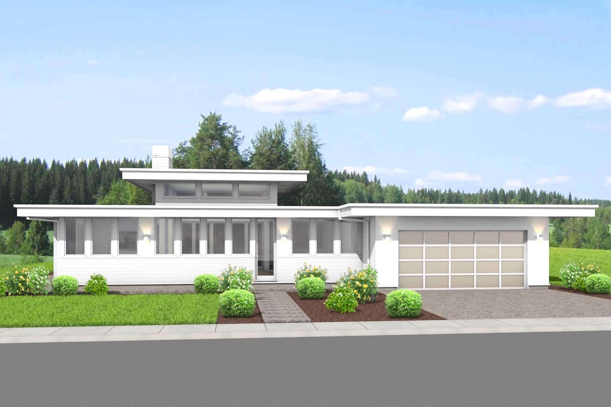 Front elevation of Modern home (ThePlanCollection: House Plan #211-1043)