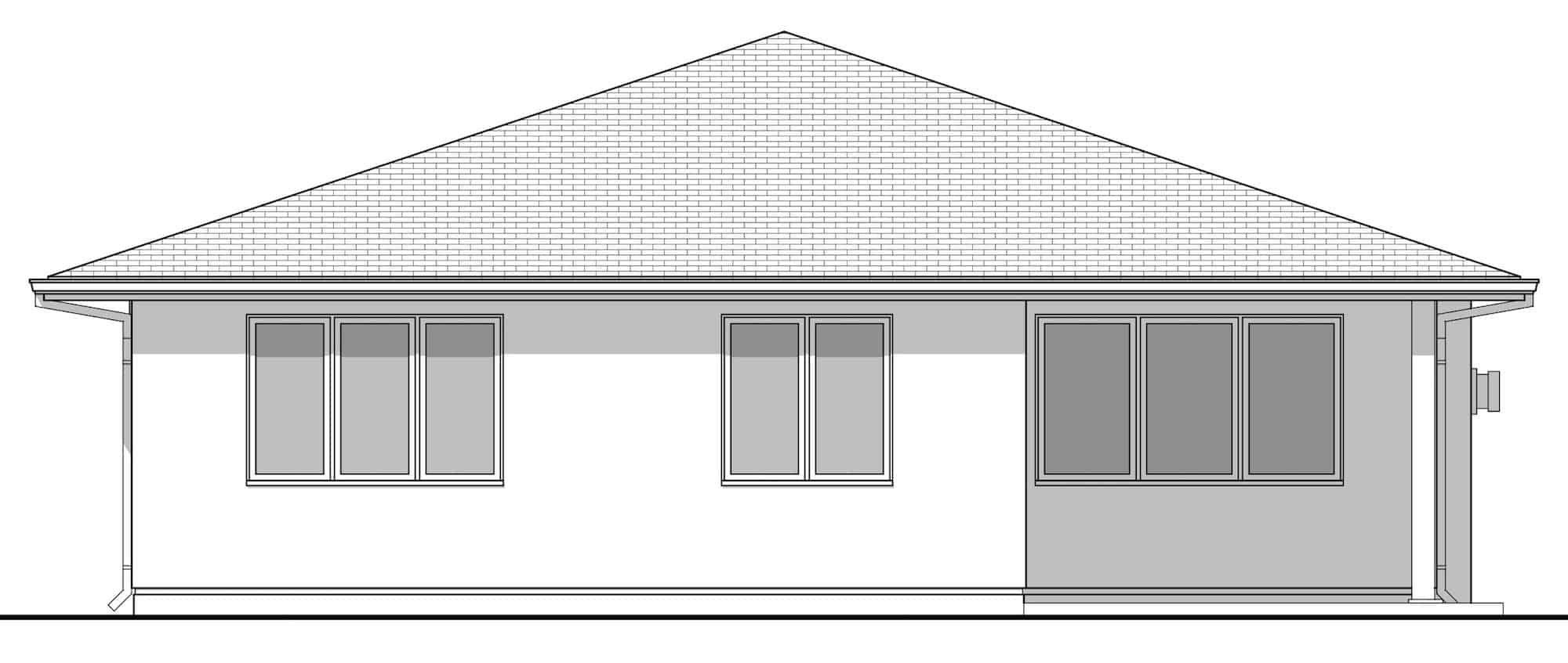 Home Plan Rear Elevation of this 3-Bedroom,1575 Sq Ft Plan -211-1044